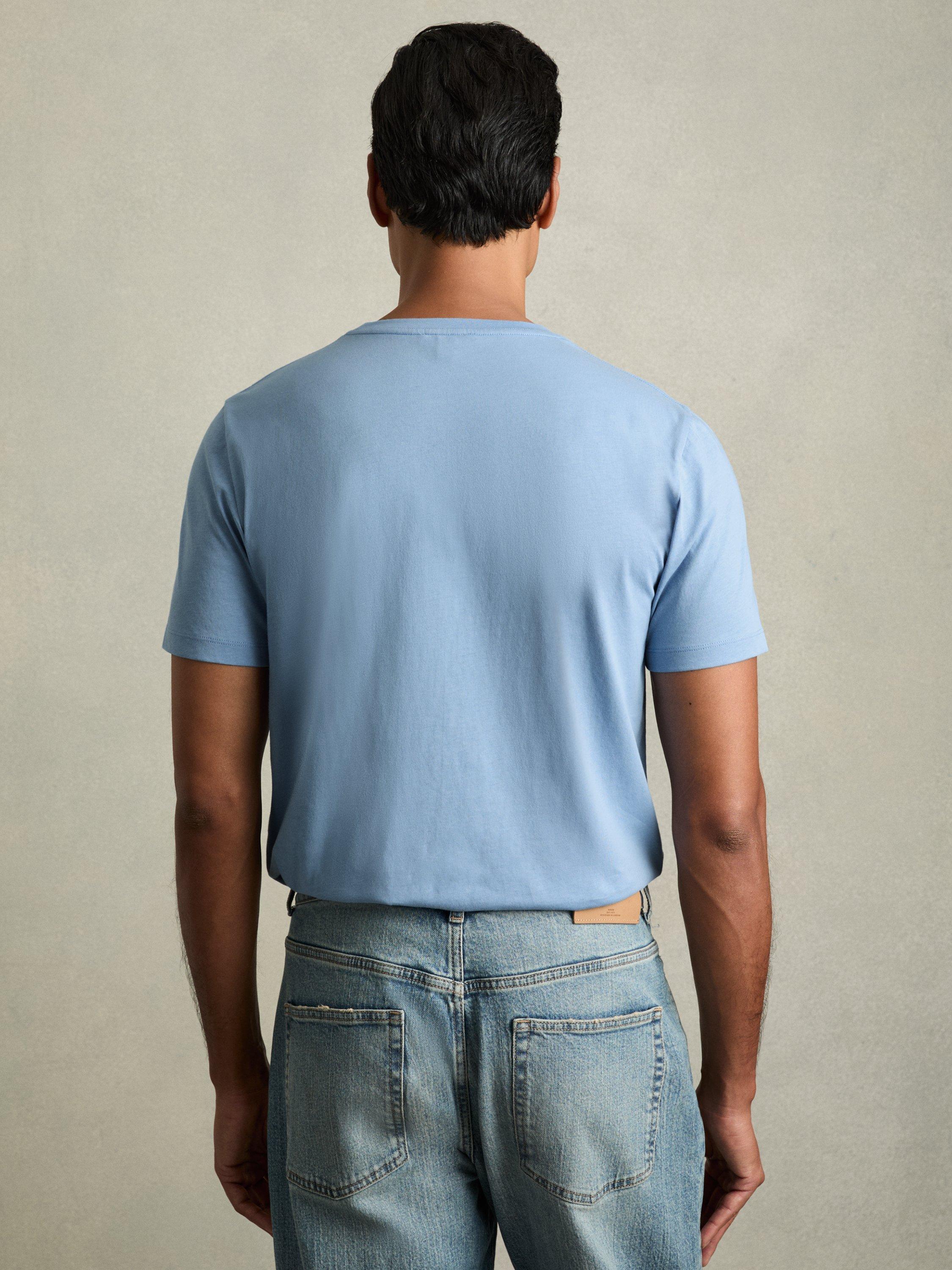 Product image 5 of 5, which shows Reiss Bless Cotton Crew Neck T-Shirt, Dusty Blue, XS
