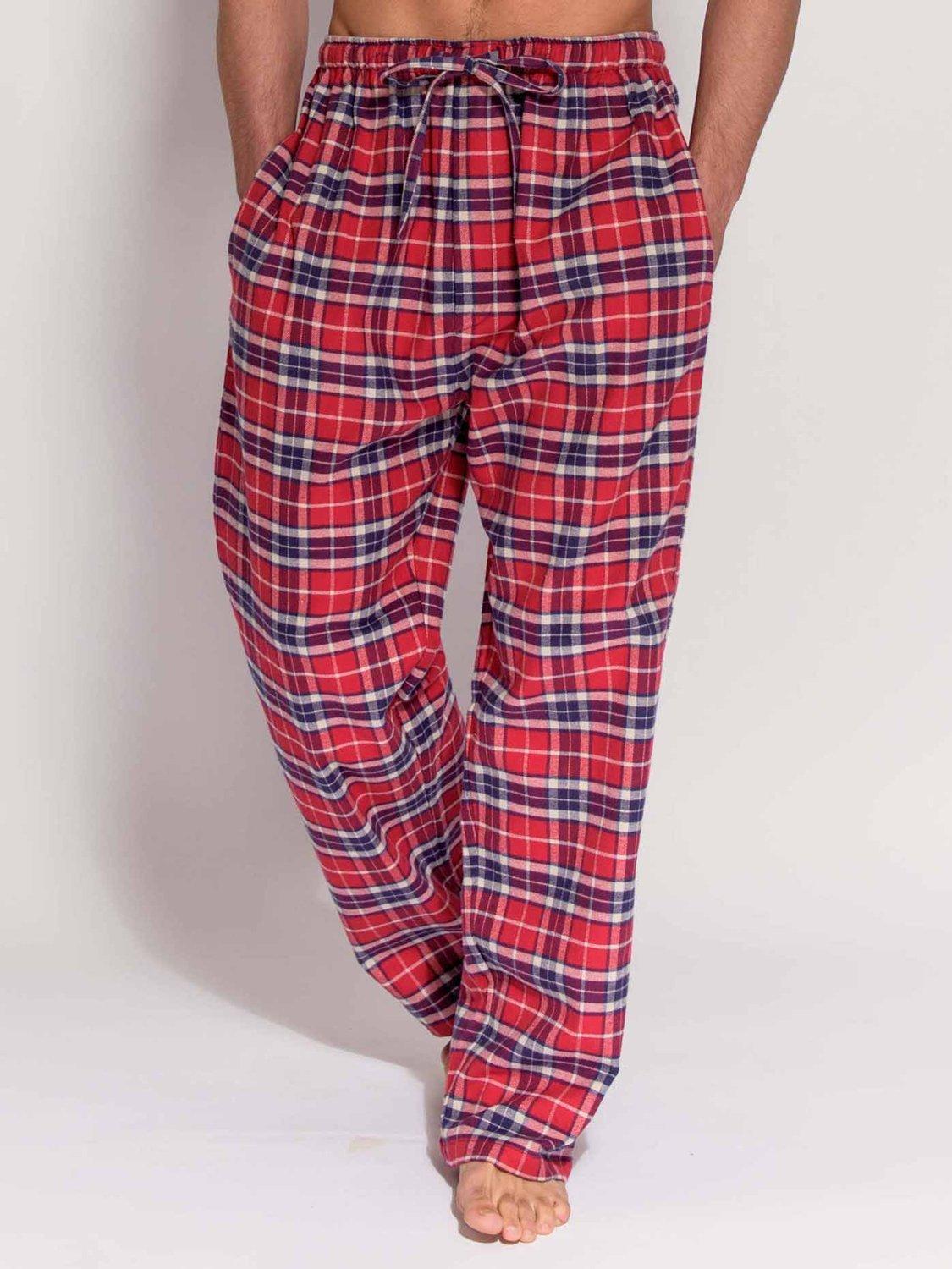 Product image 2 of 6, which shows British Boxers Tartan Brushed Cotton Pyjama Trousers, Red/Multi, S