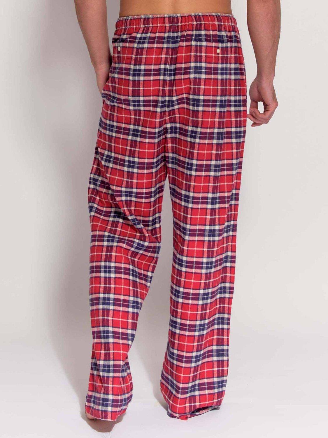 Product image 4 of 6, which shows British Boxers Tartan Brushed Cotton Pyjama Trousers, Red/Multi, S