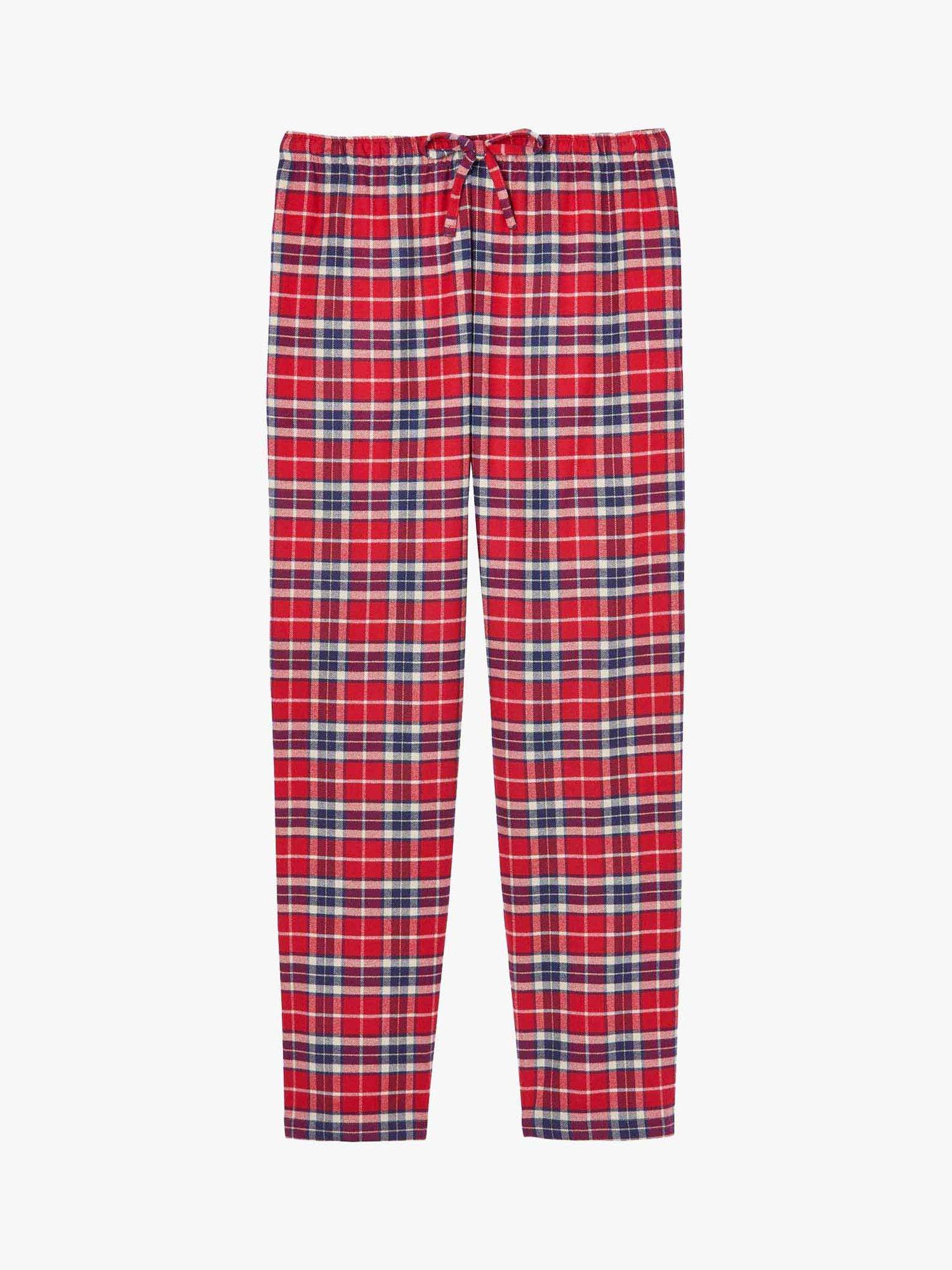 Product image 6 of 6, which shows British Boxers Tartan Brushed Cotton Pyjama Trousers, Red/Multi, S
