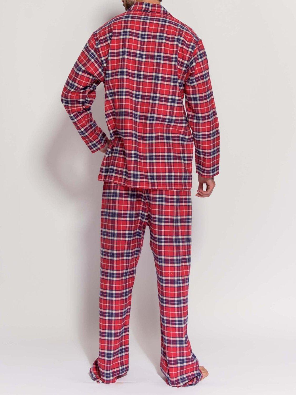 Product image 4 of 5, which shows British Boxers Tartan Brushed Cotton Pyjamas, Red/Multi, S