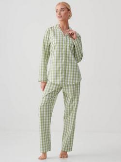 British Boxers Crisp Cotton Pyjama Set, Boat Blue Stripe, Field Green