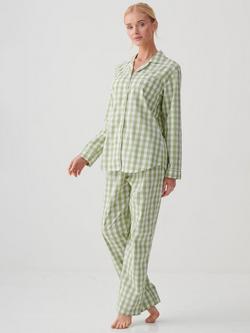 British Boxers Crisp Cotton Pyjama Set, Boat Blue Stripe - view 2, Field Green