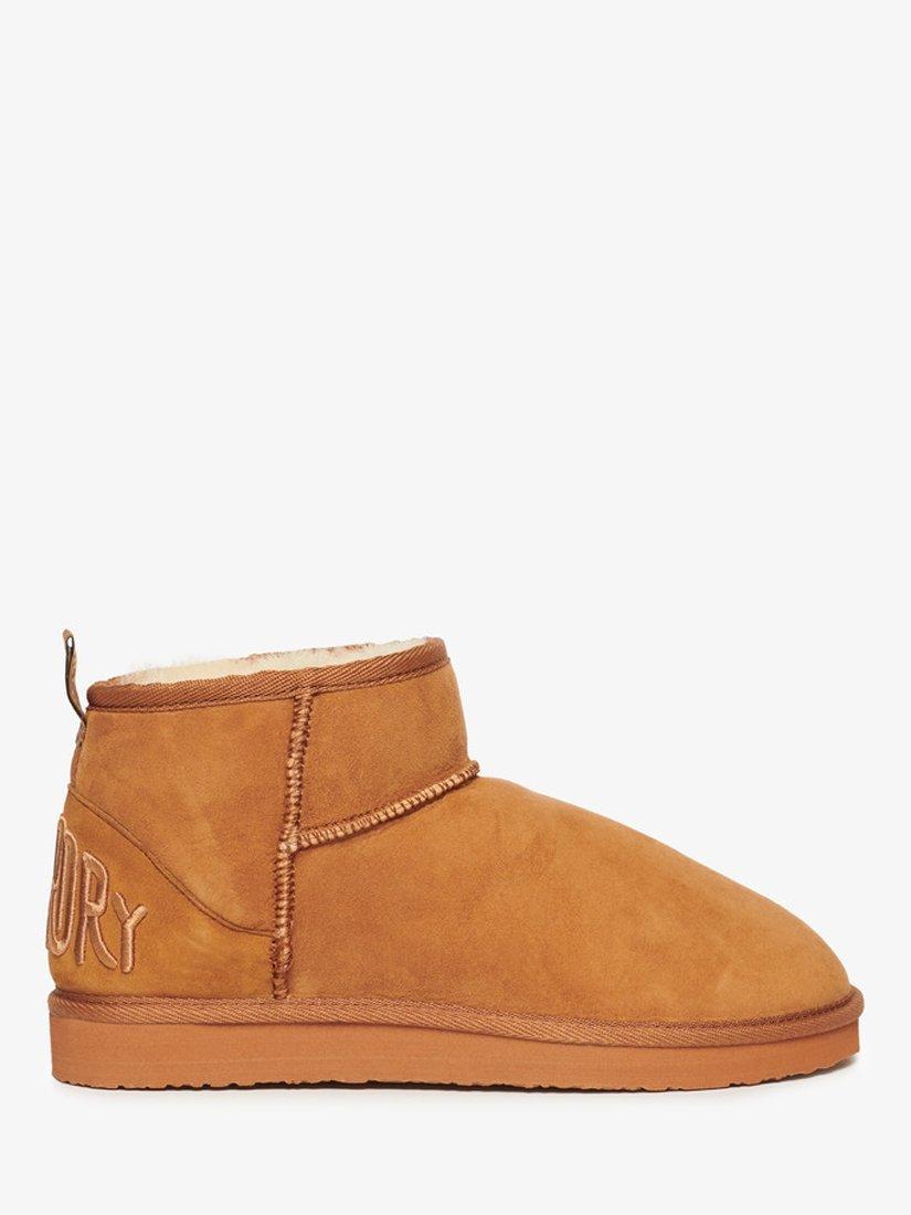 Product image 1 of 8, which shows Superdry Suede Sherpa Mini Boots, Tan, 3-4