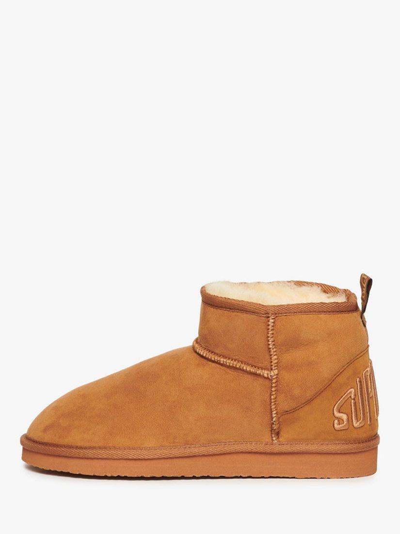 Product image 2 of 8, which shows Superdry Suede Sherpa Mini Boots, Tan, 3-4
