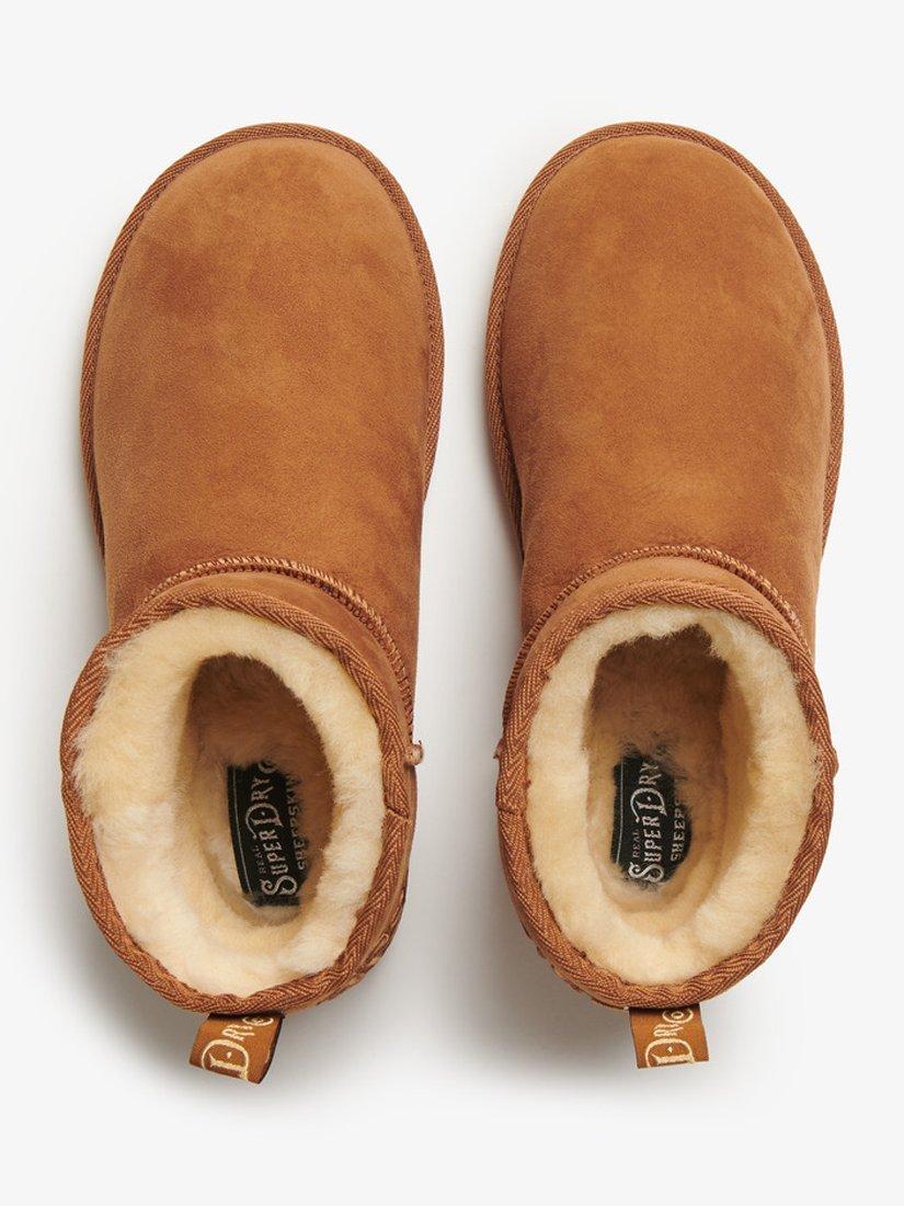 Product image 5 of 8, which shows Superdry Suede Sherpa Mini Boots, Tan, 3-4