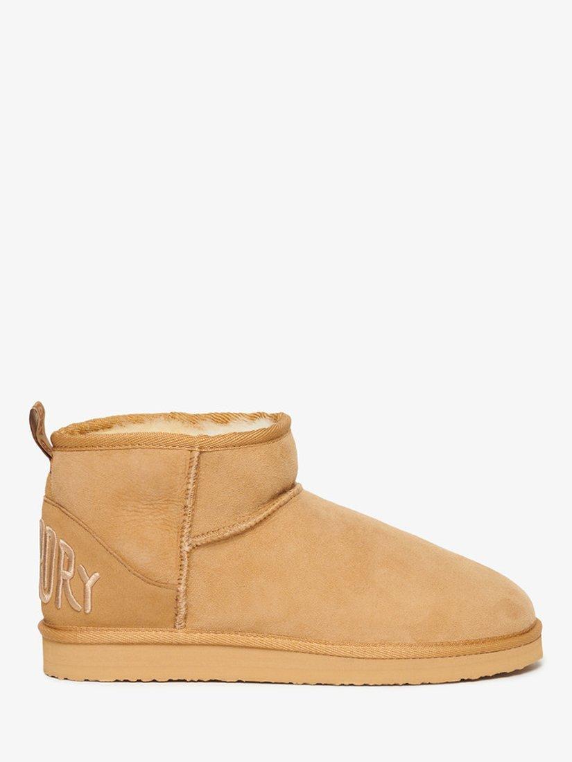 Product image 1 of 8, which shows Superdry Suede Sherpa Mini Boots, Light Tan, 3-4