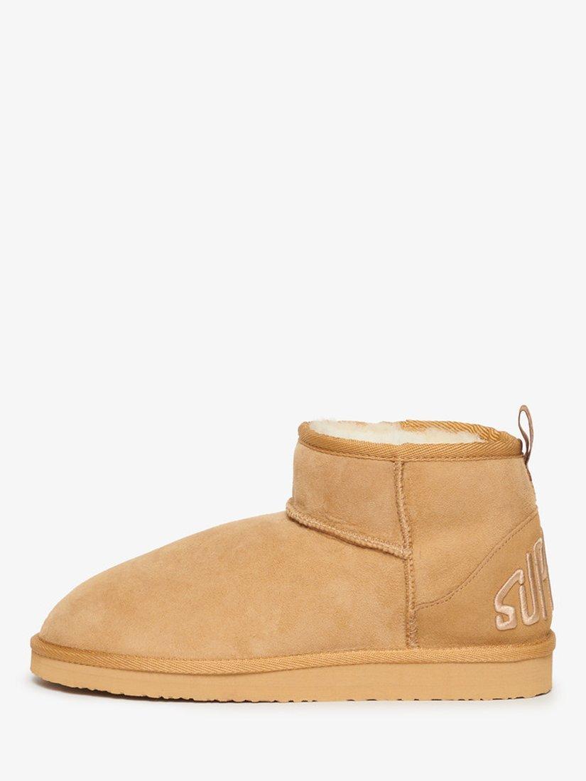 Product image 2 of 8, which shows Superdry Suede Sherpa Mini Boots, Light Tan, 3-4