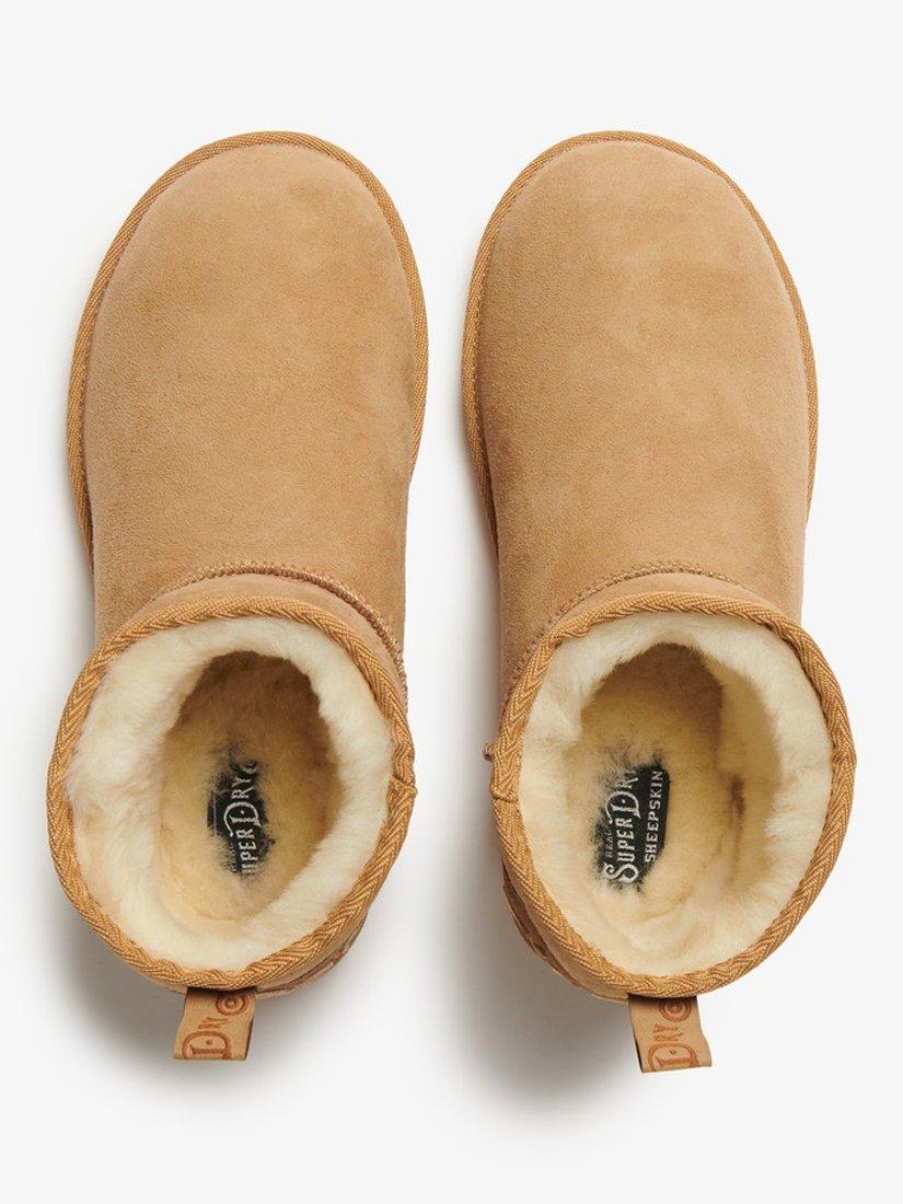 Product image 5 of 8, which shows Superdry Suede Sherpa Mini Boots, Light Tan, 3-4
