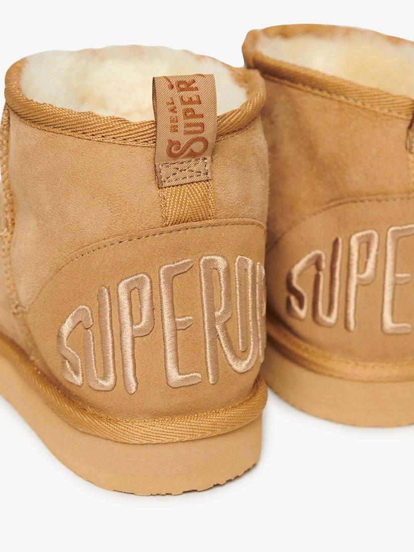 Product image 7 of 8, which shows Superdry Suede Sherpa Mini Boots, Light Tan, 3-4