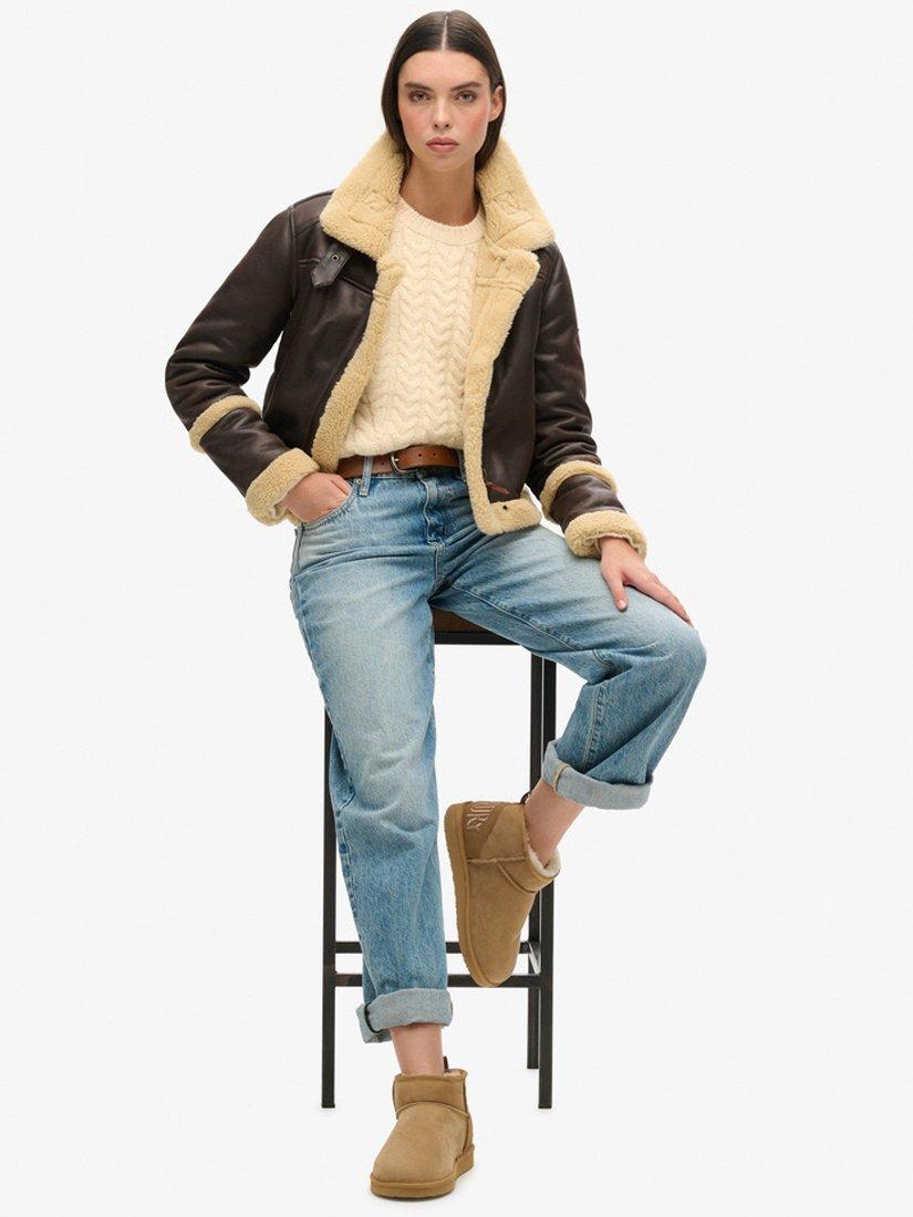 Product image 8 of 8, which shows Superdry Suede Sherpa Mini Boots, Light Tan, 3-4