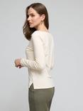 Celtic & Co. Slash Neck Long Sleeve Top, Antique White