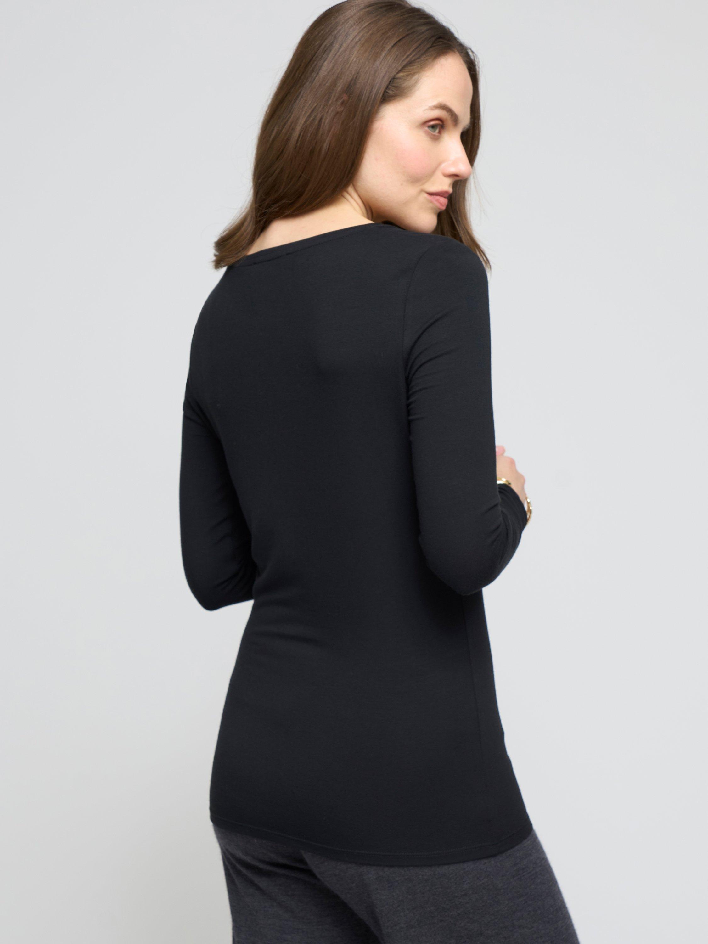 Product image 3 of 3, which shows Celtic & Co. Scoop Neck Silky Top, Black, 8