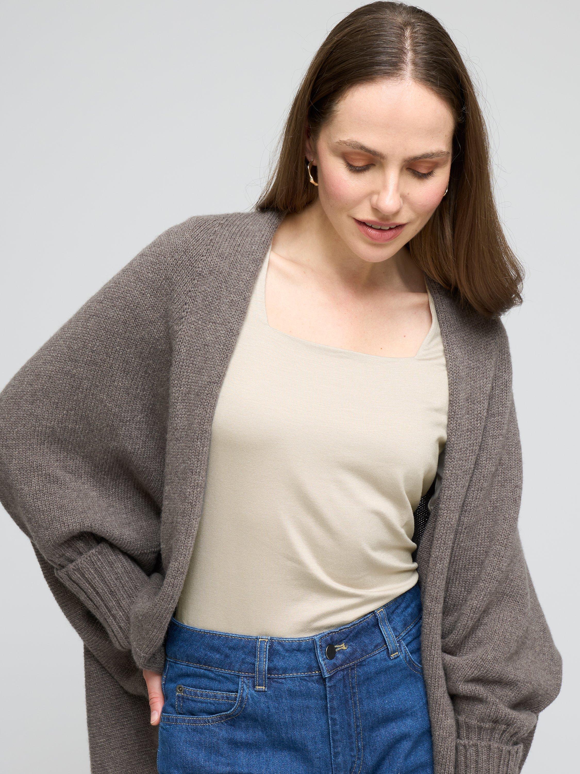 Product image 2 of 3, which shows Celtic & Co. Square Neck 1/2 Sleeve Top, Burnt Orange, Stone, 12
