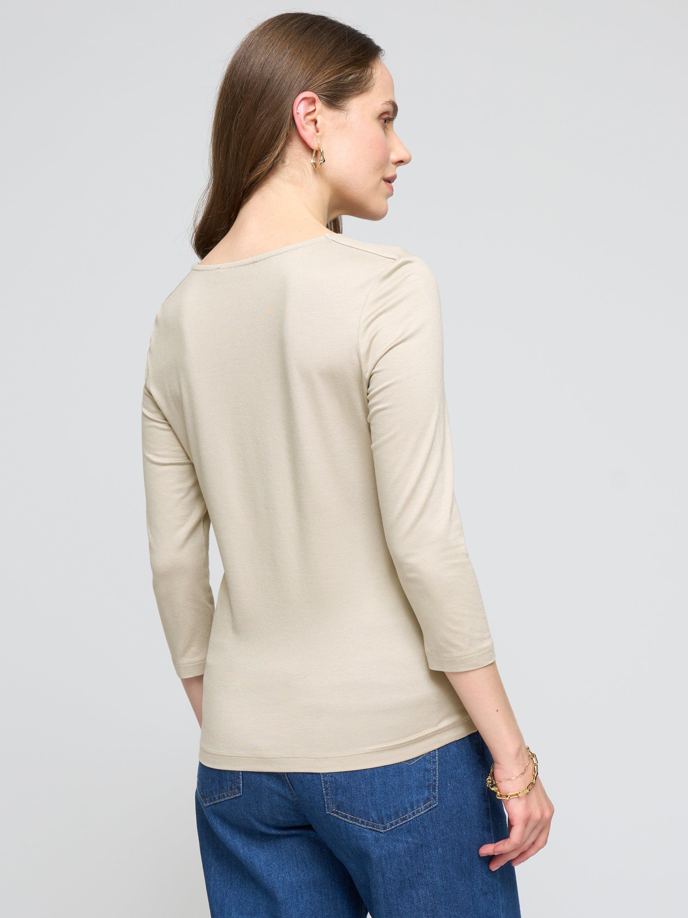 Product image 3 of 3, which shows Celtic & Co. Square Neck 1/2 Sleeve Top, Burnt Orange, Stone, 12