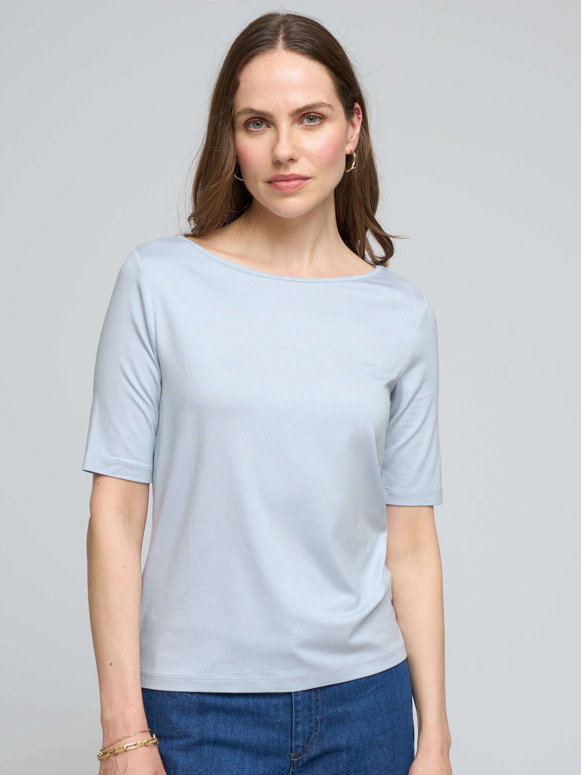 Celtic & Co. Boat Neck 1/2 Sleeve Top, Pale Blue, 12