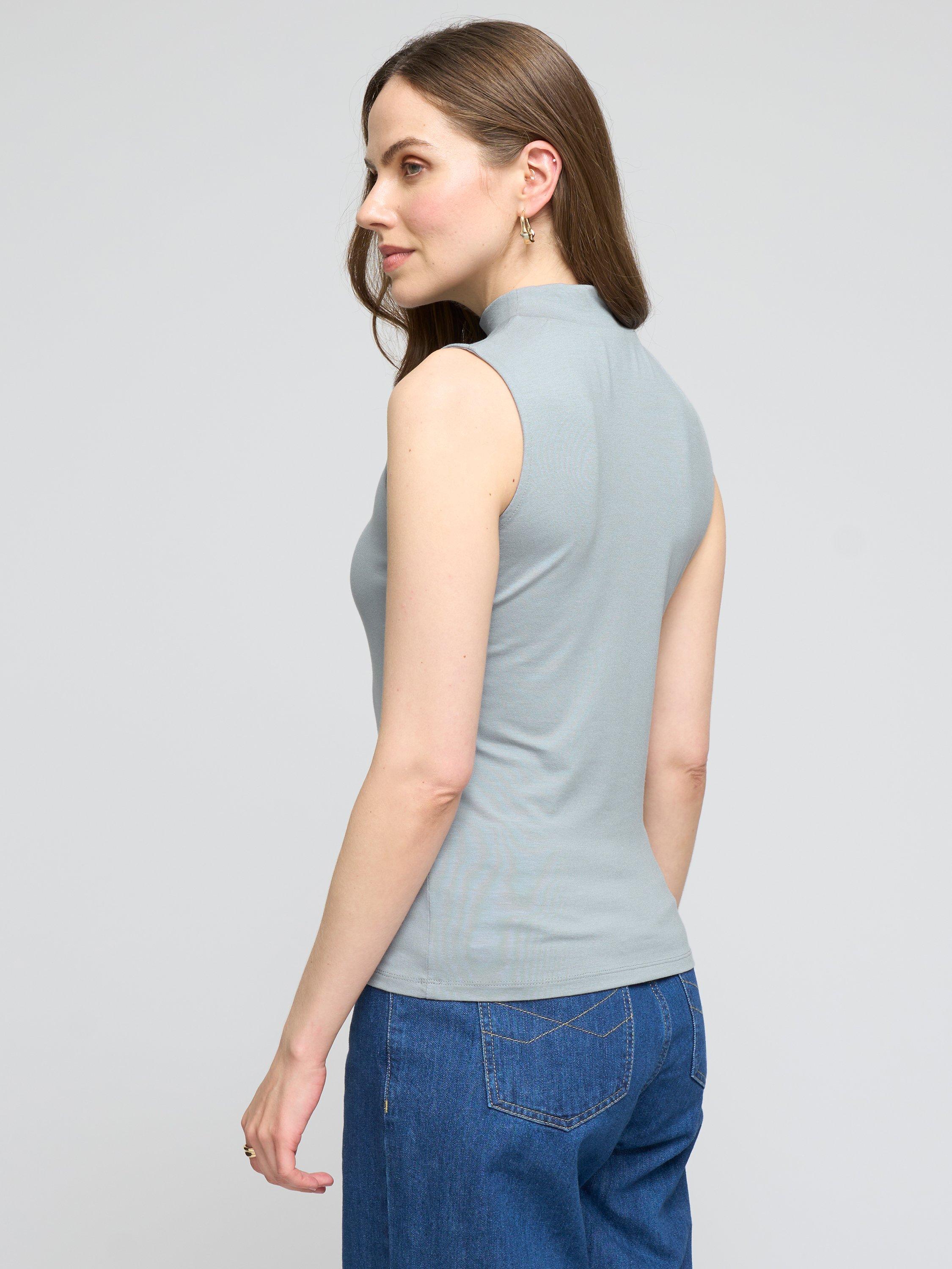Product image 2 of 3, which shows Celtic & Co. Mock Sleeveless Top, Mineral, 8