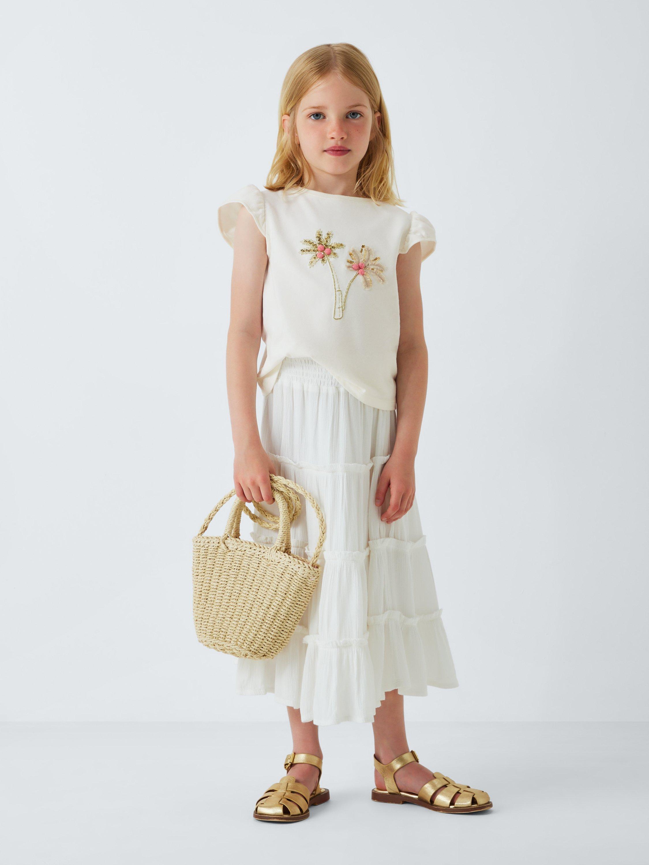 Product image 2 of 7, which shows John Lewis Kids' Sequin Palm Tree T-Shirt, White, 3 years