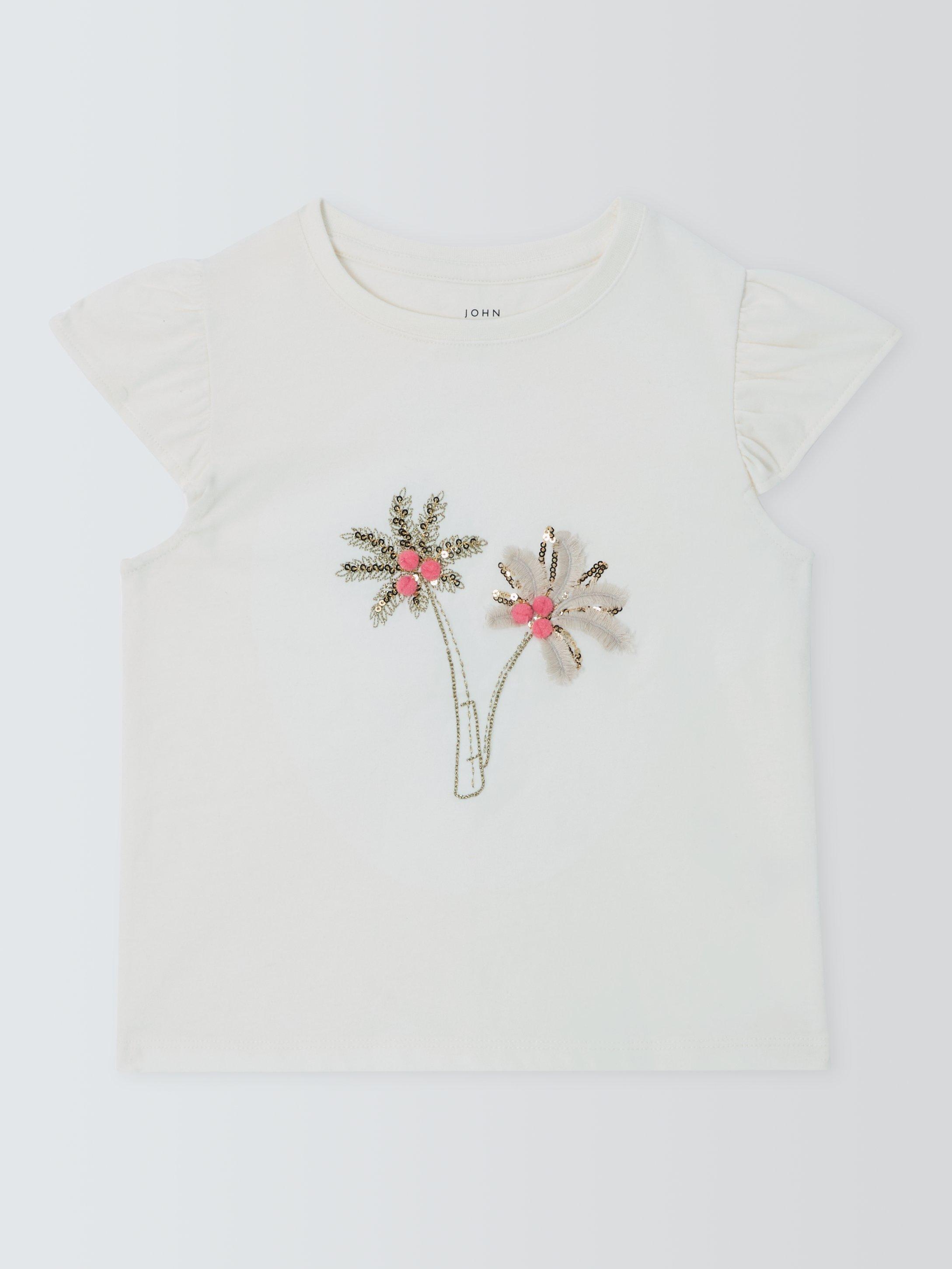 Product image 3 of 7, which shows John Lewis Kids' Sequin Palm Tree T-Shirt, White, 3 years