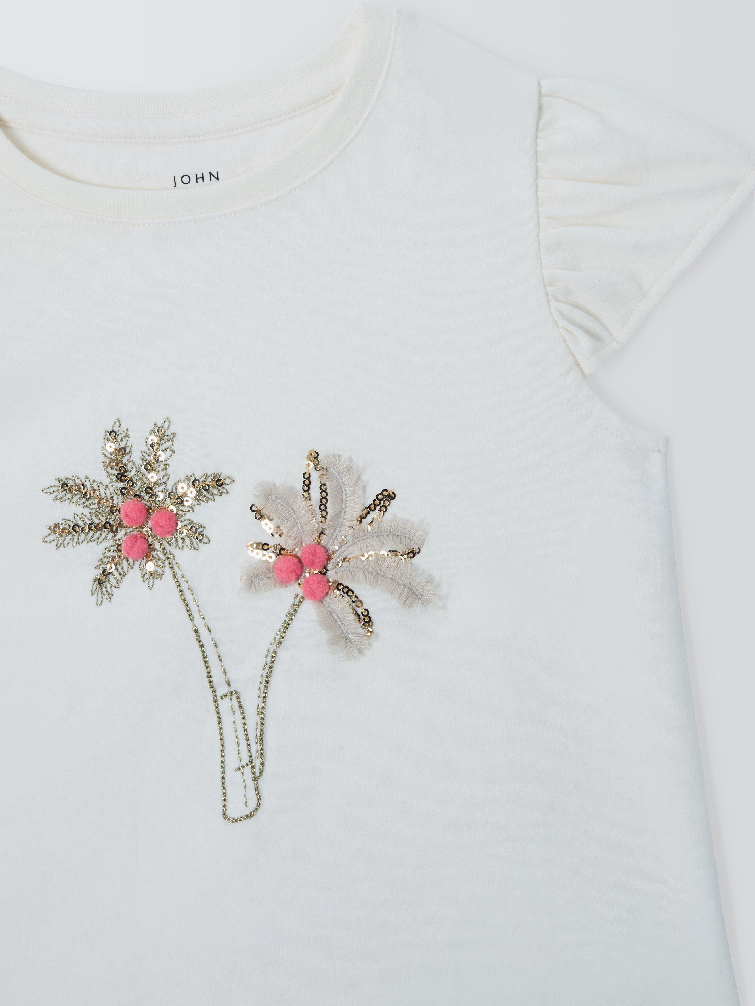 Product image 6 of 7, which shows John Lewis Kids' Sequin Palm Tree T-Shirt, White, 3 years