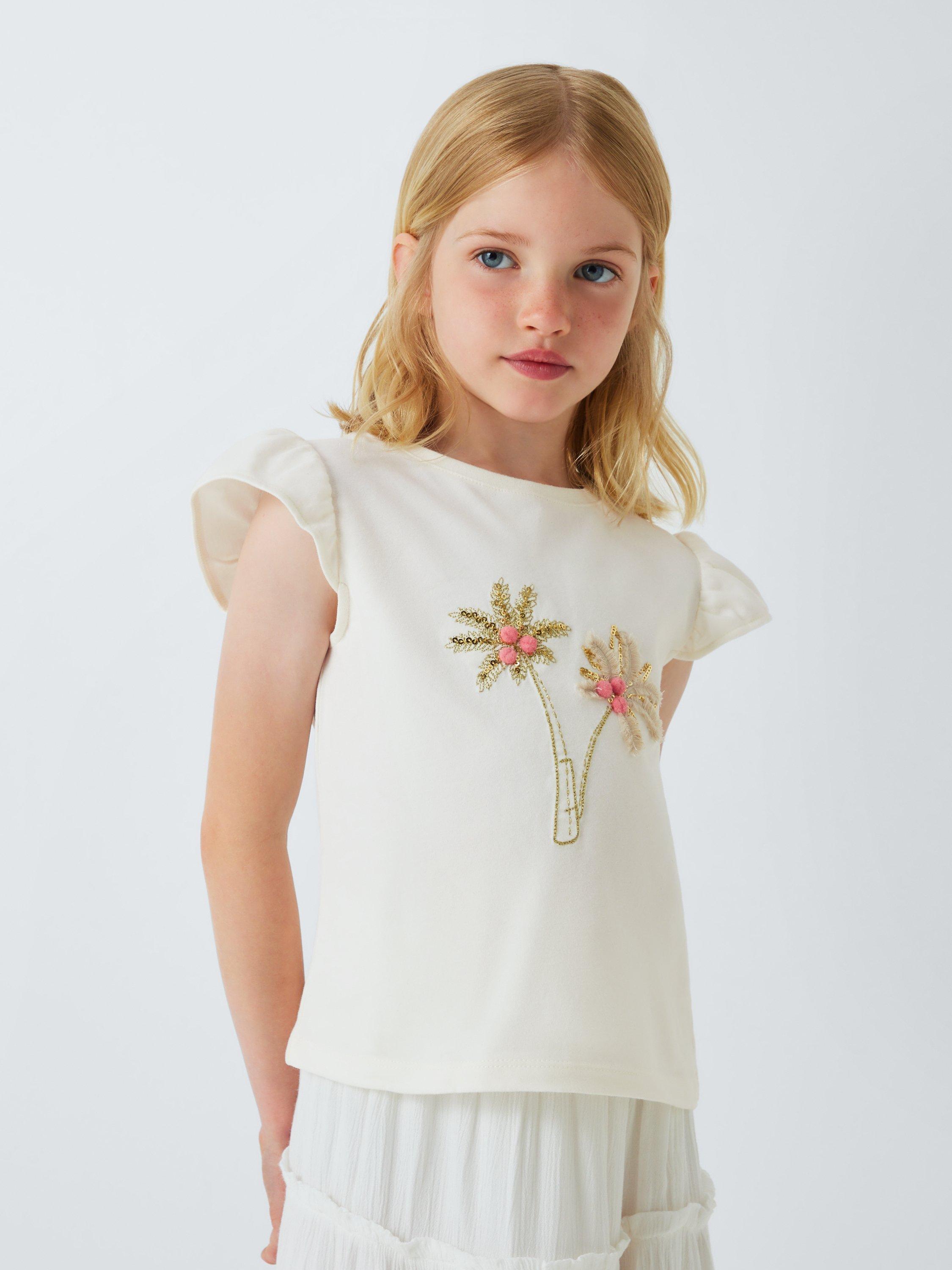 Product image 4 of 7, which shows John Lewis Kids' Sequin Palm Tree T-Shirt, White, 3 years