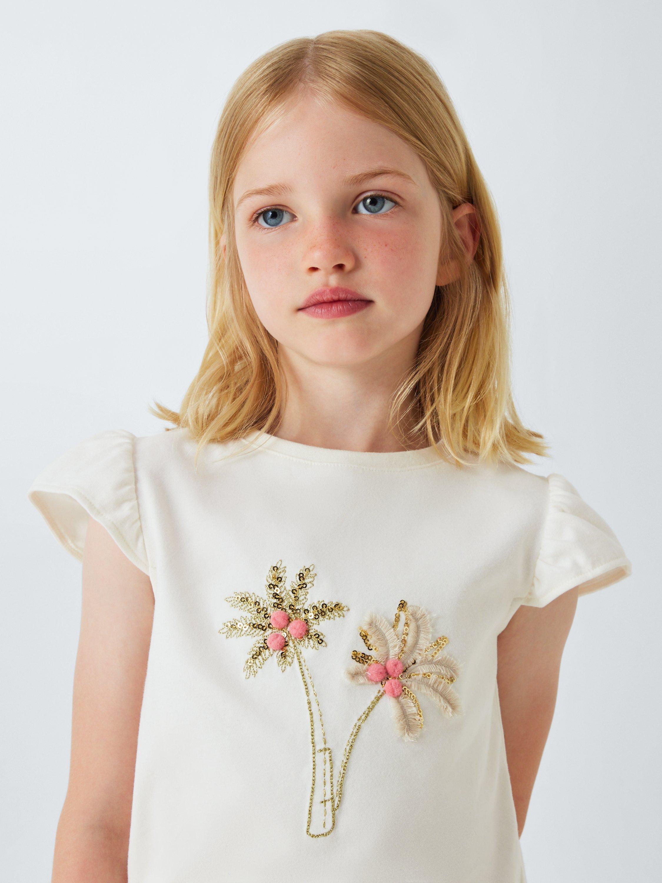 Product image 5 of 7, which shows John Lewis Kids' Sequin Palm Tree T-Shirt, White, 3 years