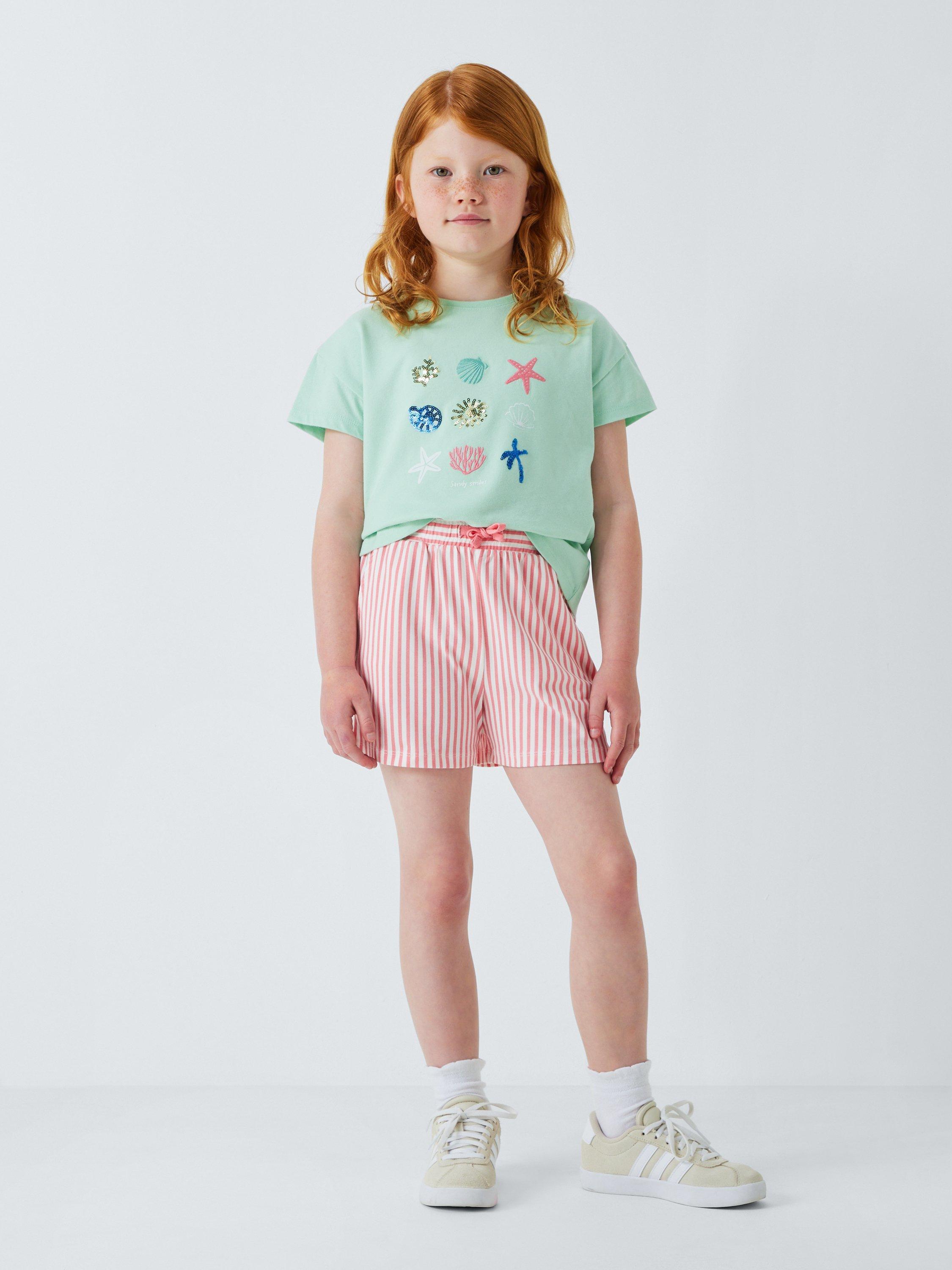 Product image 2 of 7, which shows John Lewis Kids' Shell Embellished T-Shirt, Blue, 2 years