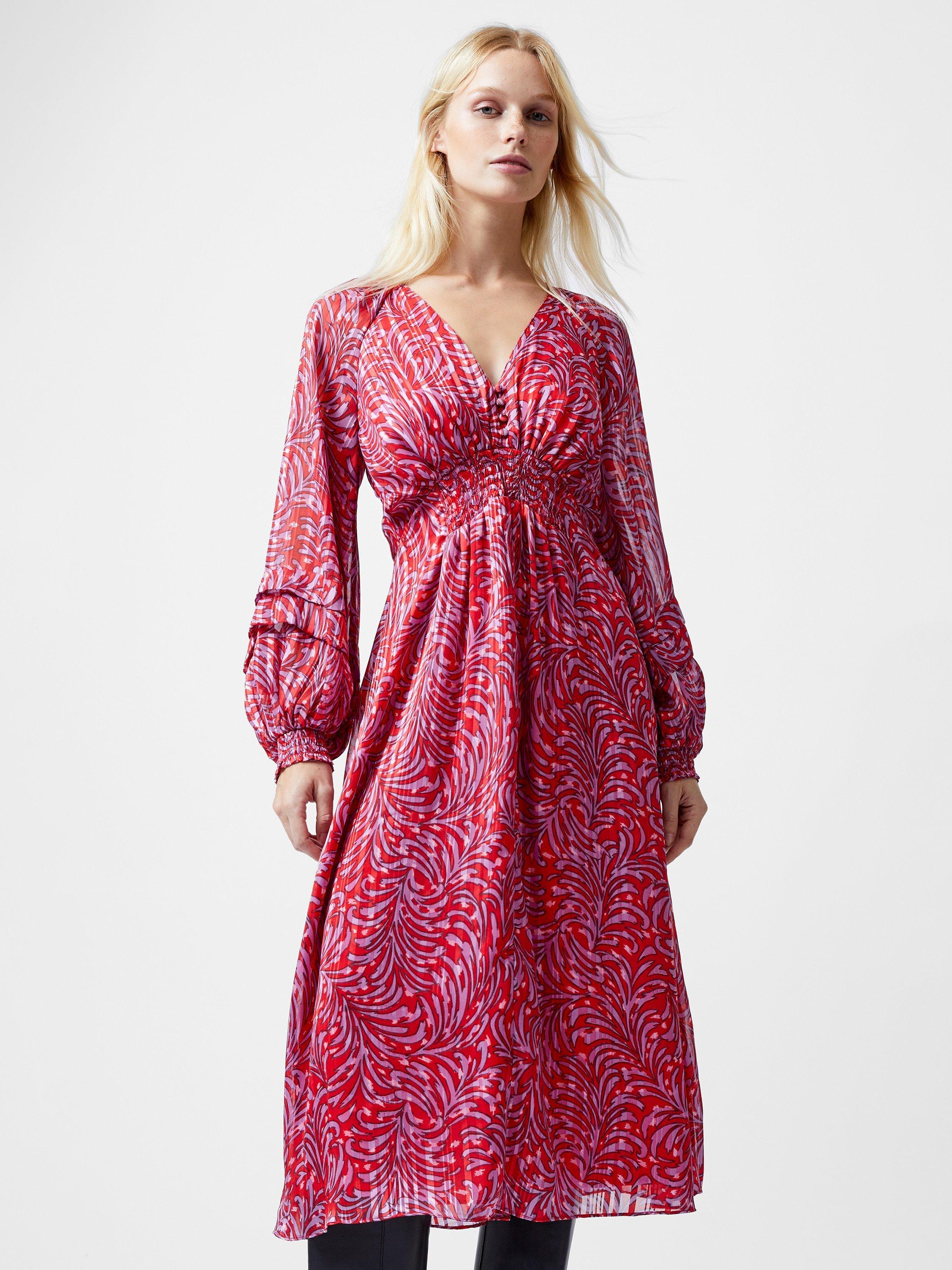 Product image 1 of 4, which shows French Connection Calista Midi Dress, Scarlet Red, 10