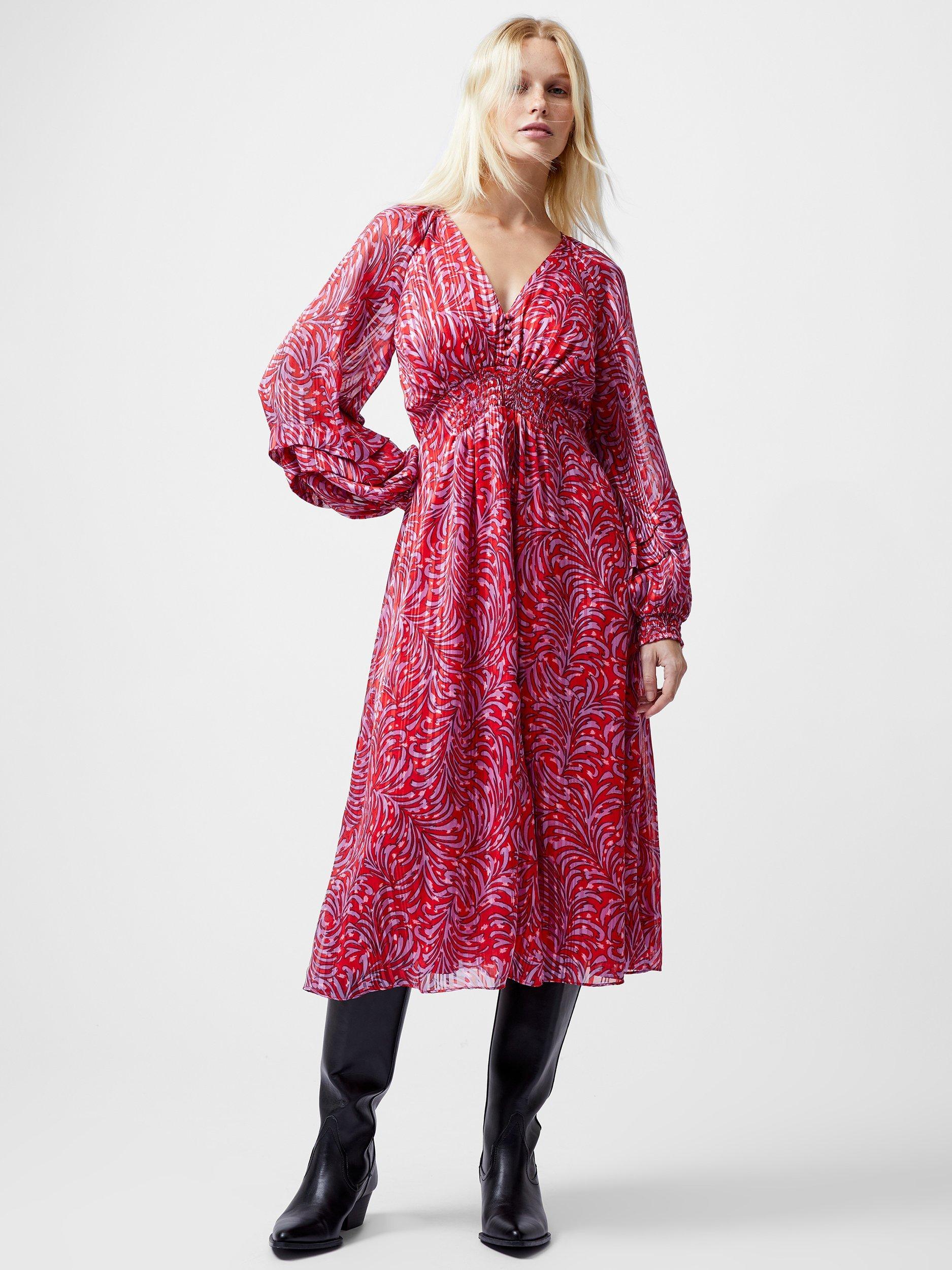 Product image 2 of 4, which shows French Connection Calista Midi Dress, Scarlet Red, 10