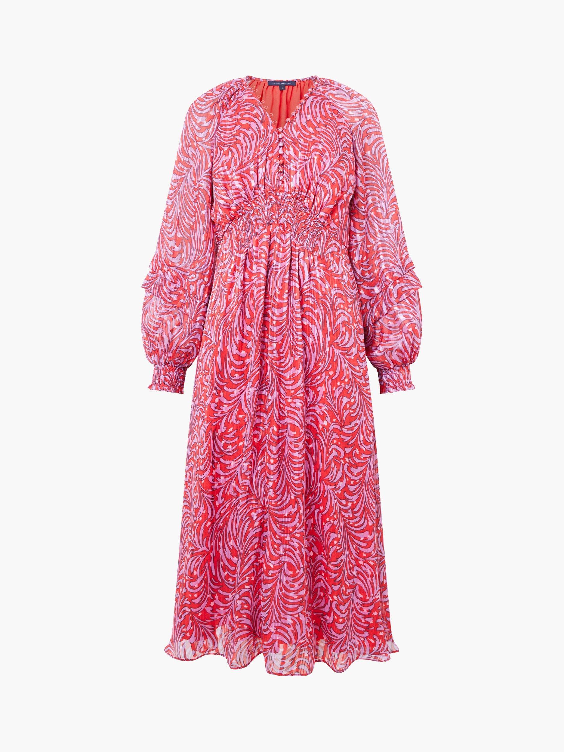 Product image 4 of 4, which shows French Connection Calista Midi Dress, Scarlet Red, 10