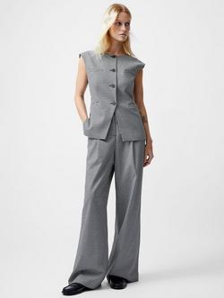 French Connection Holden Houndstooth Waistcoat, Black/Ecru - view 2, Black/Ecru