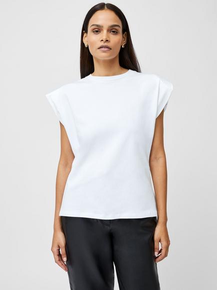 French Connection Rallie Shoulder Pad Tank Top, Linen White