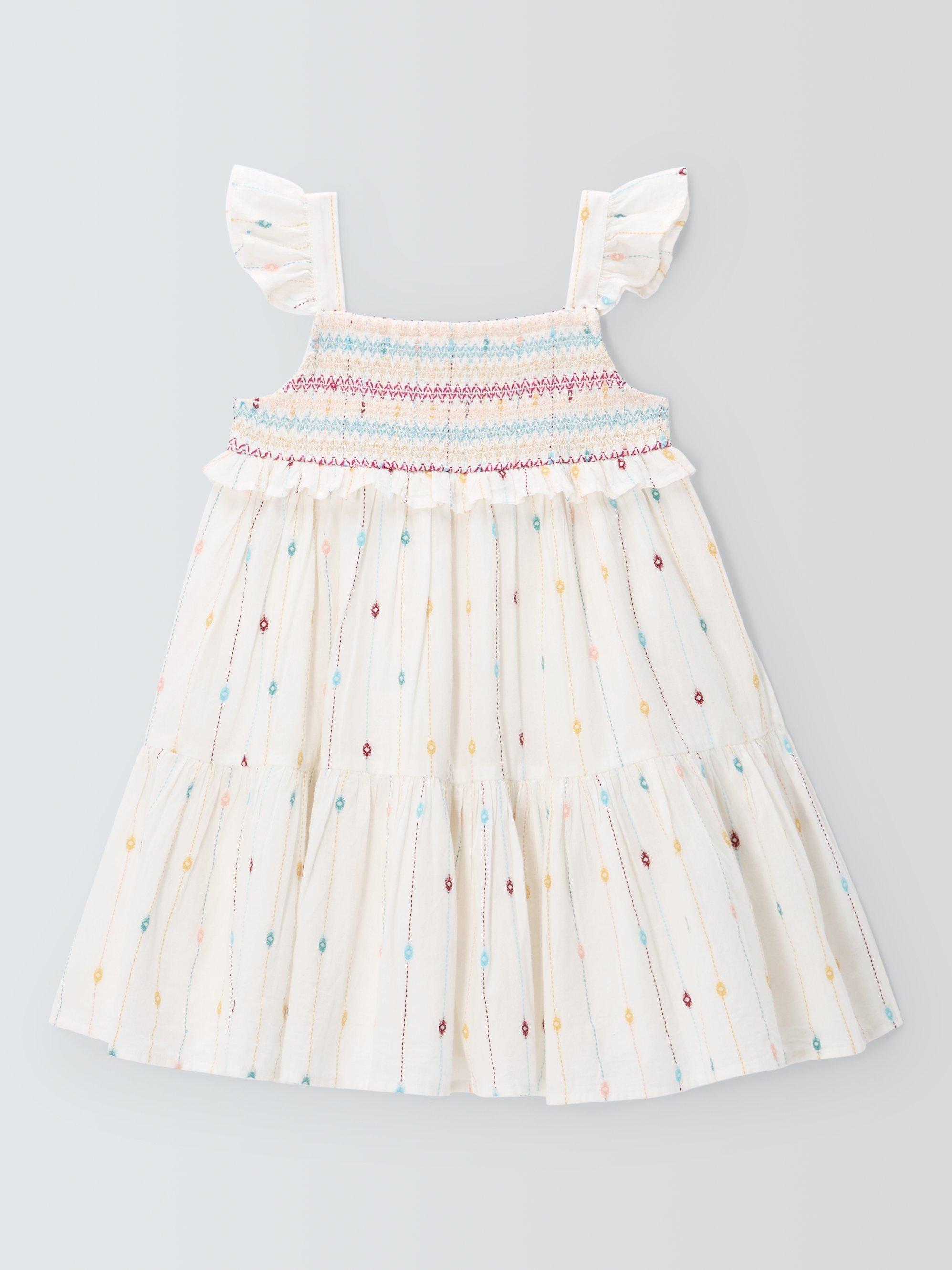 Product image 3 of 7, which shows John Lewis Kids' Smocked Frill Sleeve Dress, Multi, 2 years