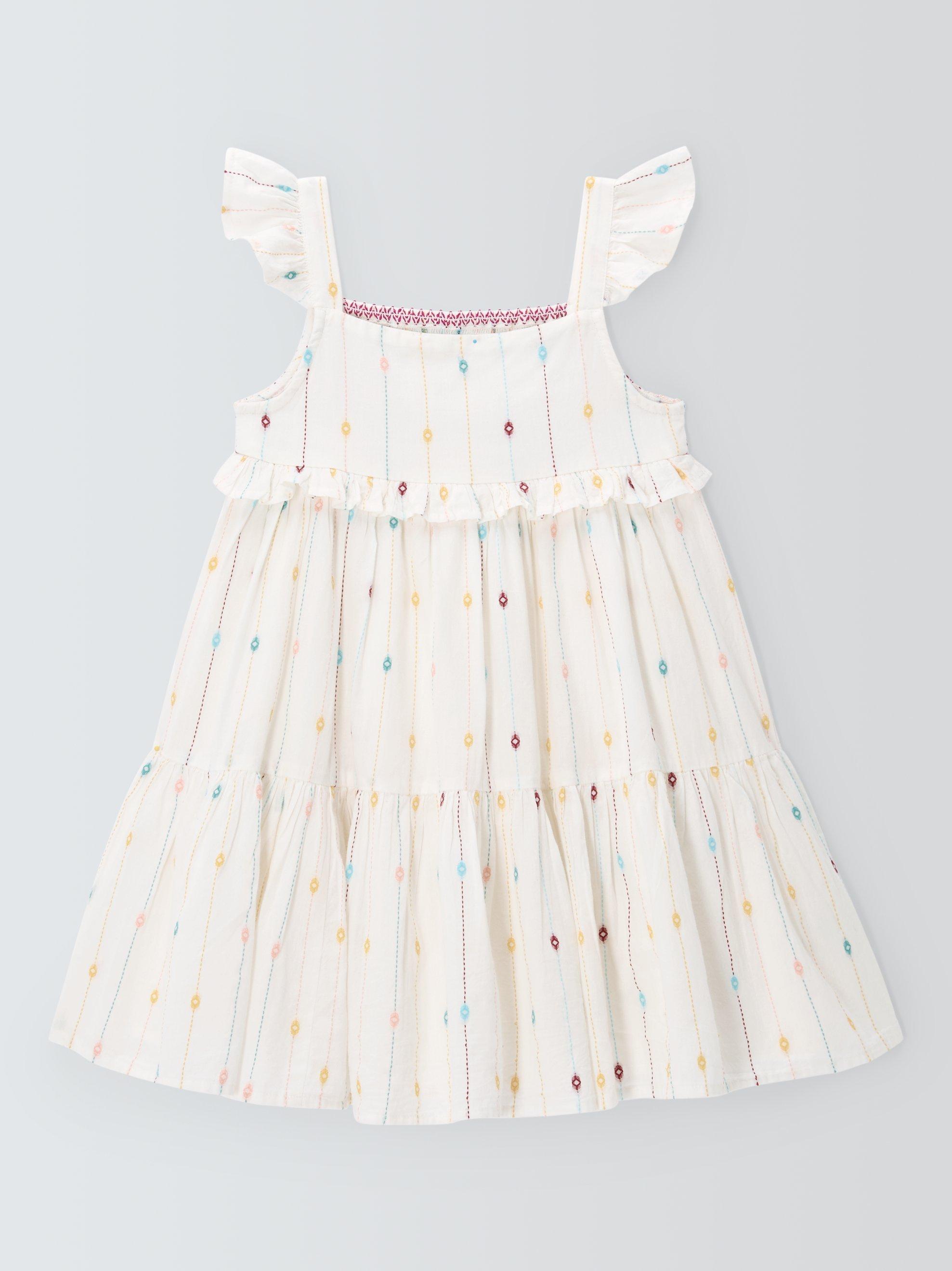 Product image 4 of 7, which shows John Lewis Kids' Smocked Frill Sleeve Dress, Multi, 2 years