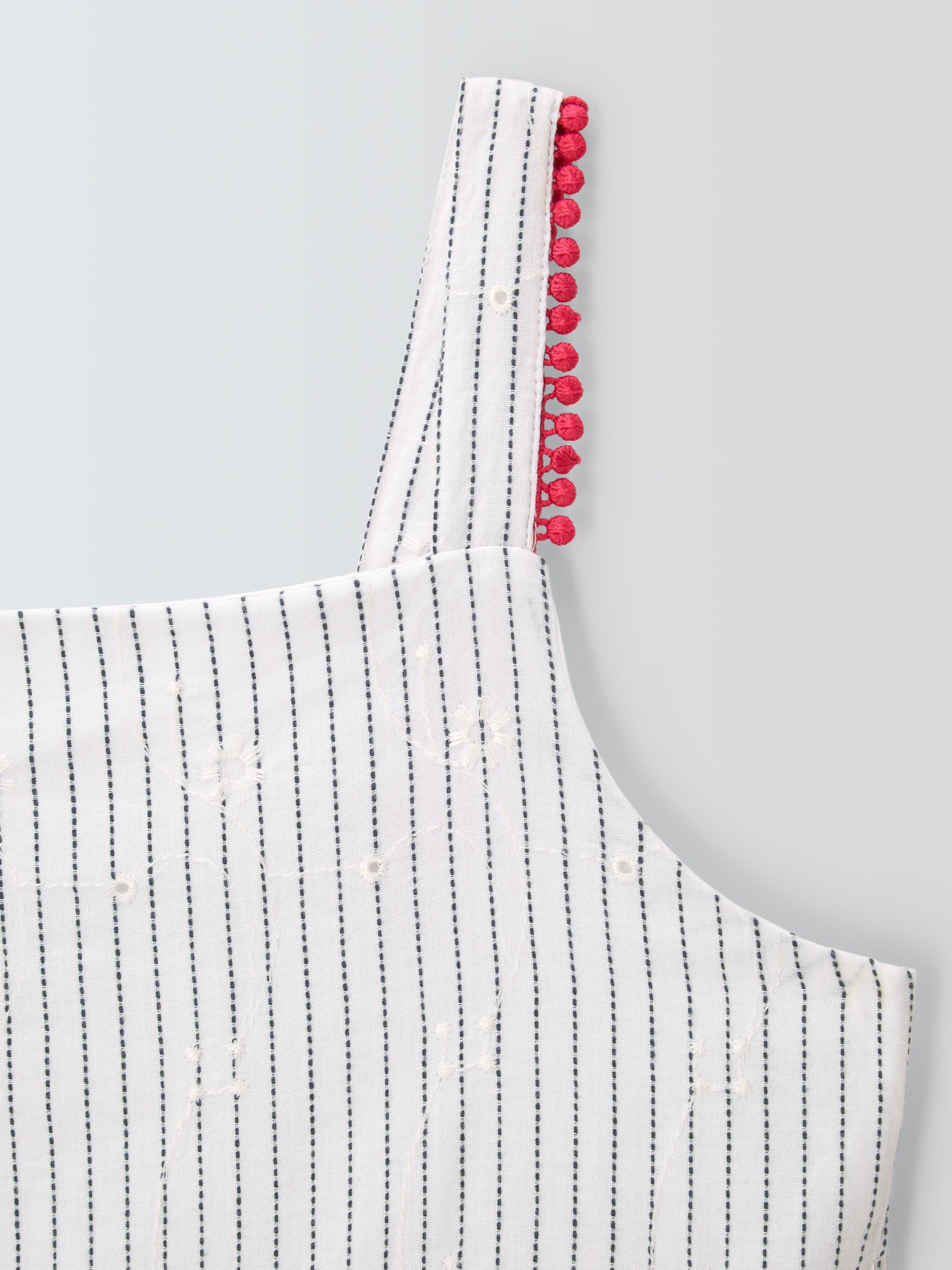 Product image 5 of 7, which shows John Lewis Kids' Stripe Tiered Sun Dress, Blue, White, 2 years