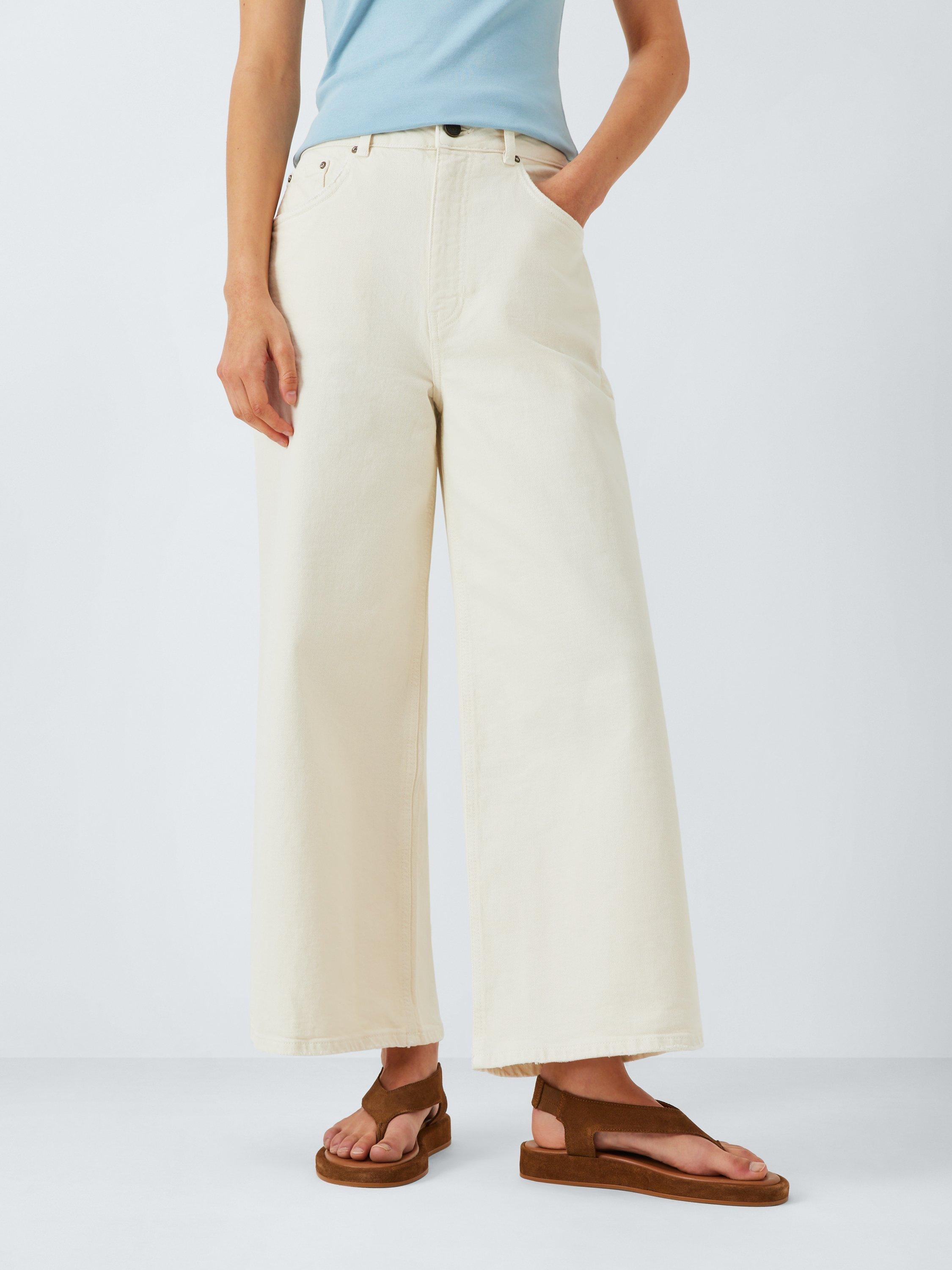 Product image 1 of 6, which shows AND/OR Westlake Wide Leg Cropped Jeans, Ecru, 28R