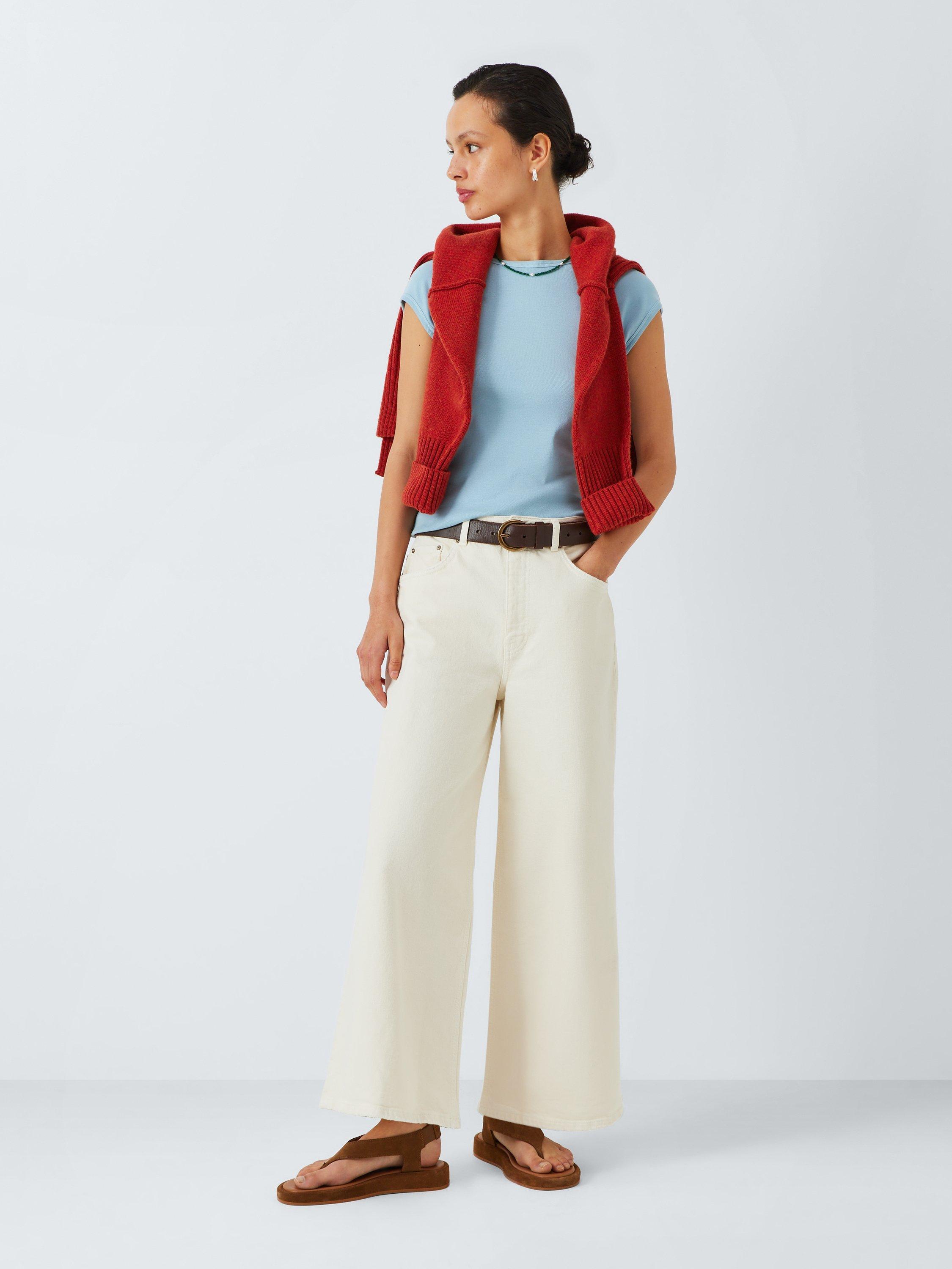 Product image 3 of 6, which shows AND/OR Westlake Wide Leg Cropped Jeans, Ecru, 28R