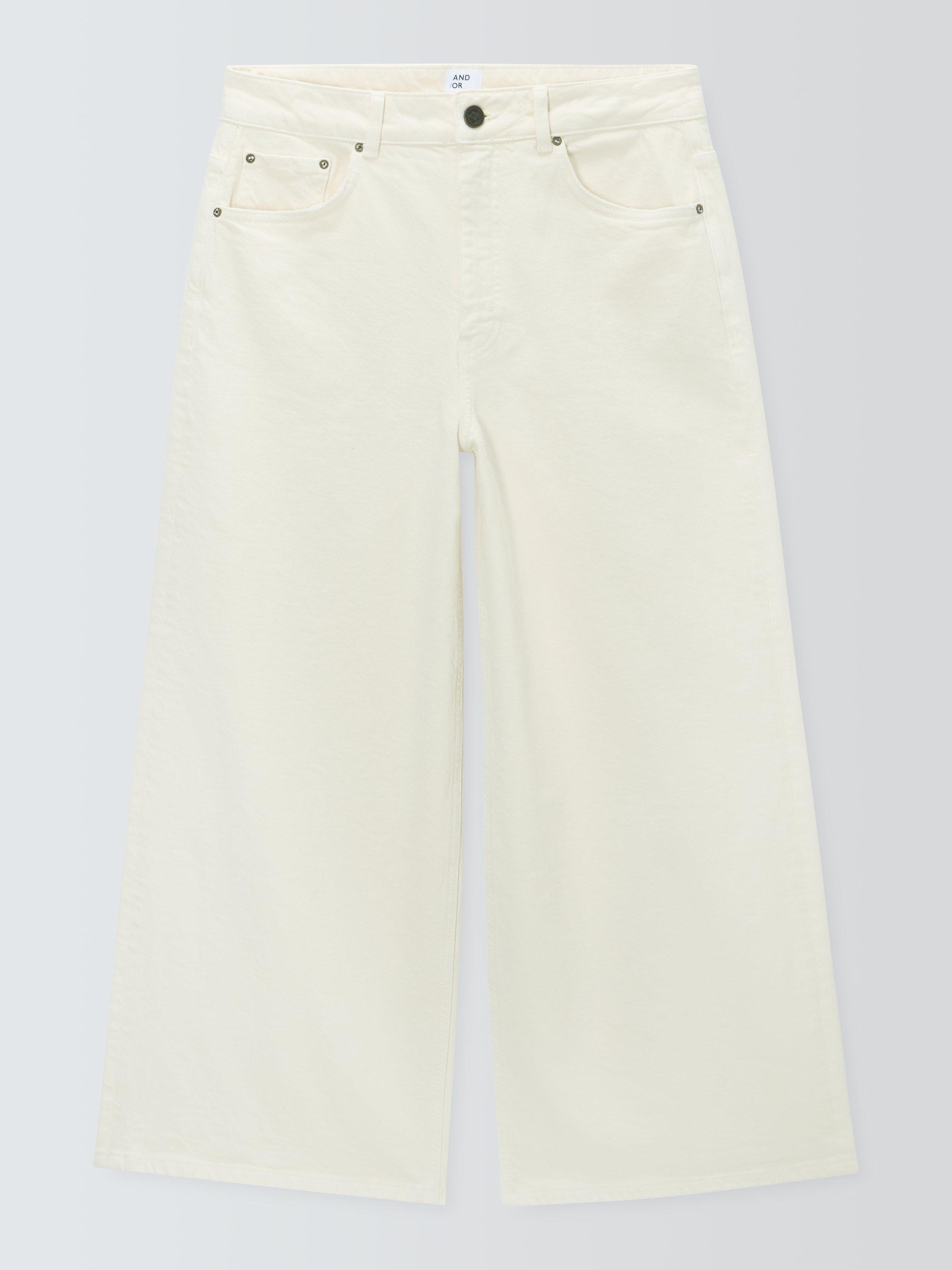 Product image 6 of 6, which shows AND/OR Westlake Wide Leg Cropped Jeans, Ecru, 28R