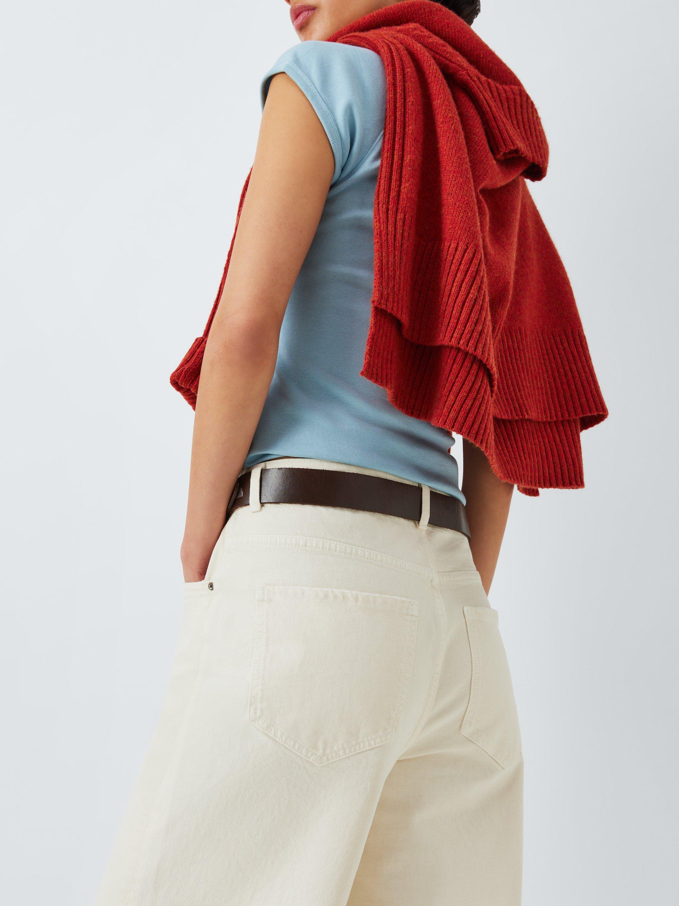 Product image 5 of 6, which shows AND/OR Westlake Wide Leg Cropped Jeans, Ecru, 28R