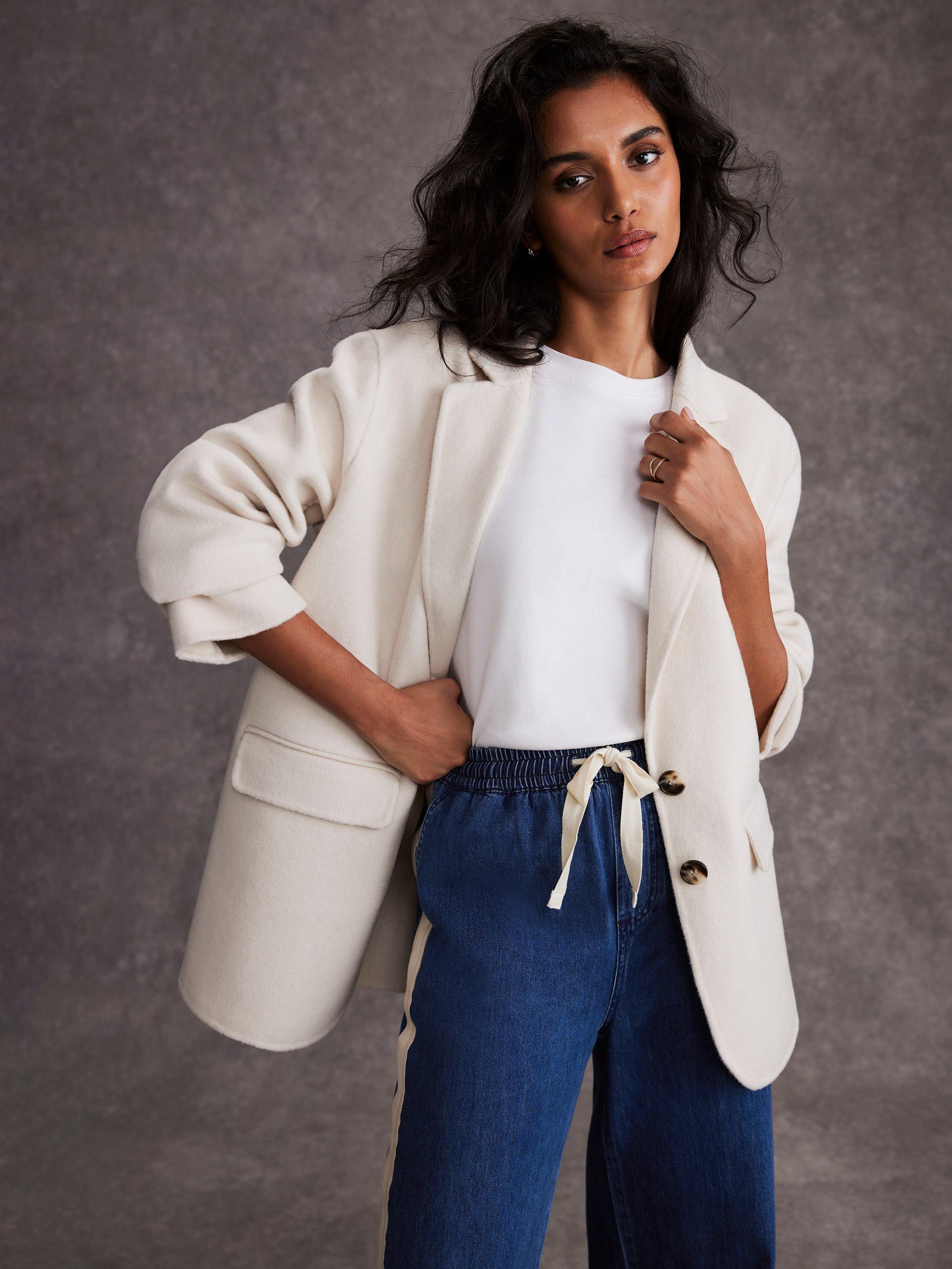 Mint Velvet Wool Blend Blazer, Cream