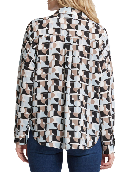 NYDJ Becky Popover Blouse - view 2, Light & Fog