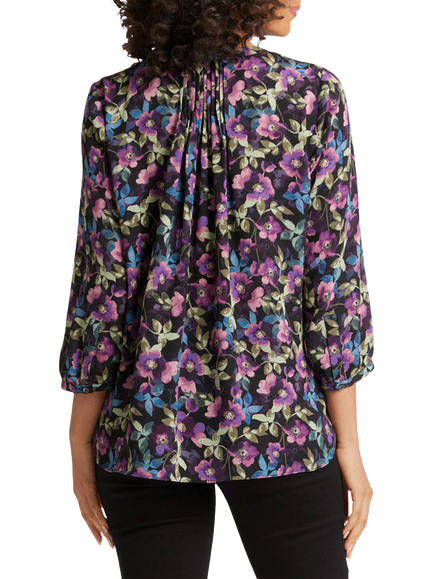 NYDJ Pintuck Blouse - view 2, Midnight Plumes