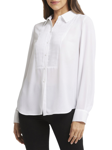 NYDJ Tuxedo Blouse, Optic White, Optic White