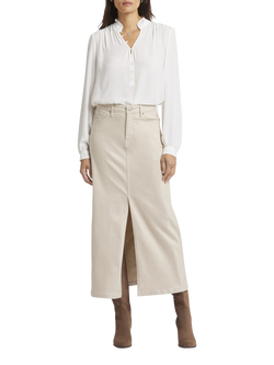 High Rise Long Skirt, With Centre Front Slit, Feather, Feather