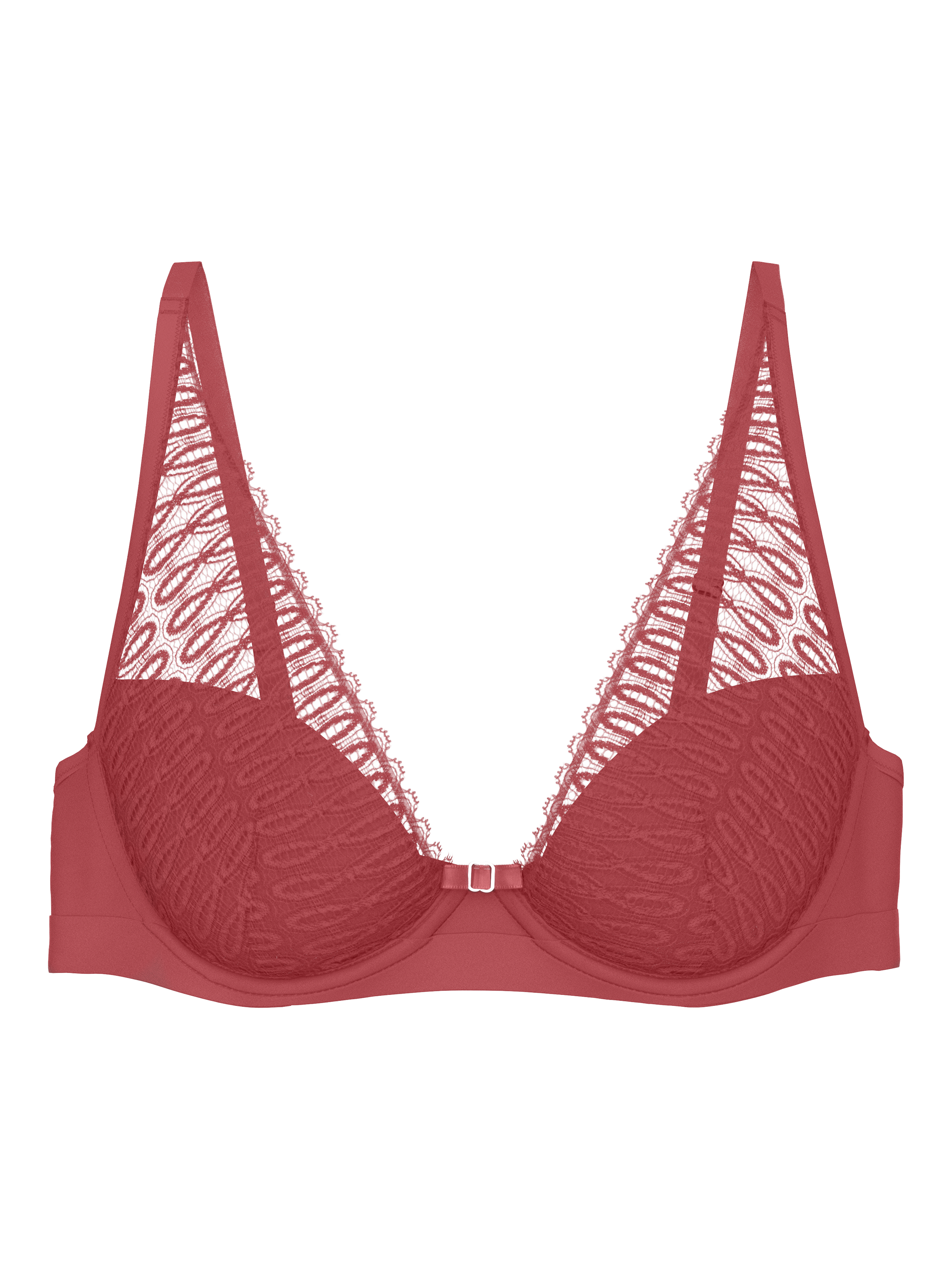 Product image 5 of 5, which shows Triumph Aura Spotlight Underwired Plunge Bra, Strawberry Allure, 32A