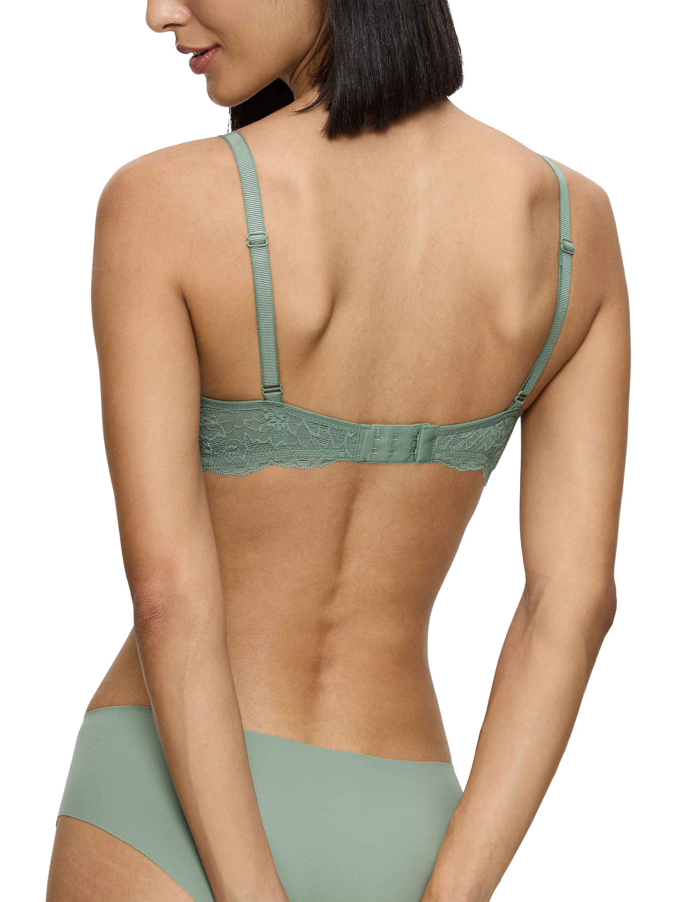 Product image 2 of 5, which shows Triumph Amourette Charm Underwired Plunge Bra, Light Green, 32B