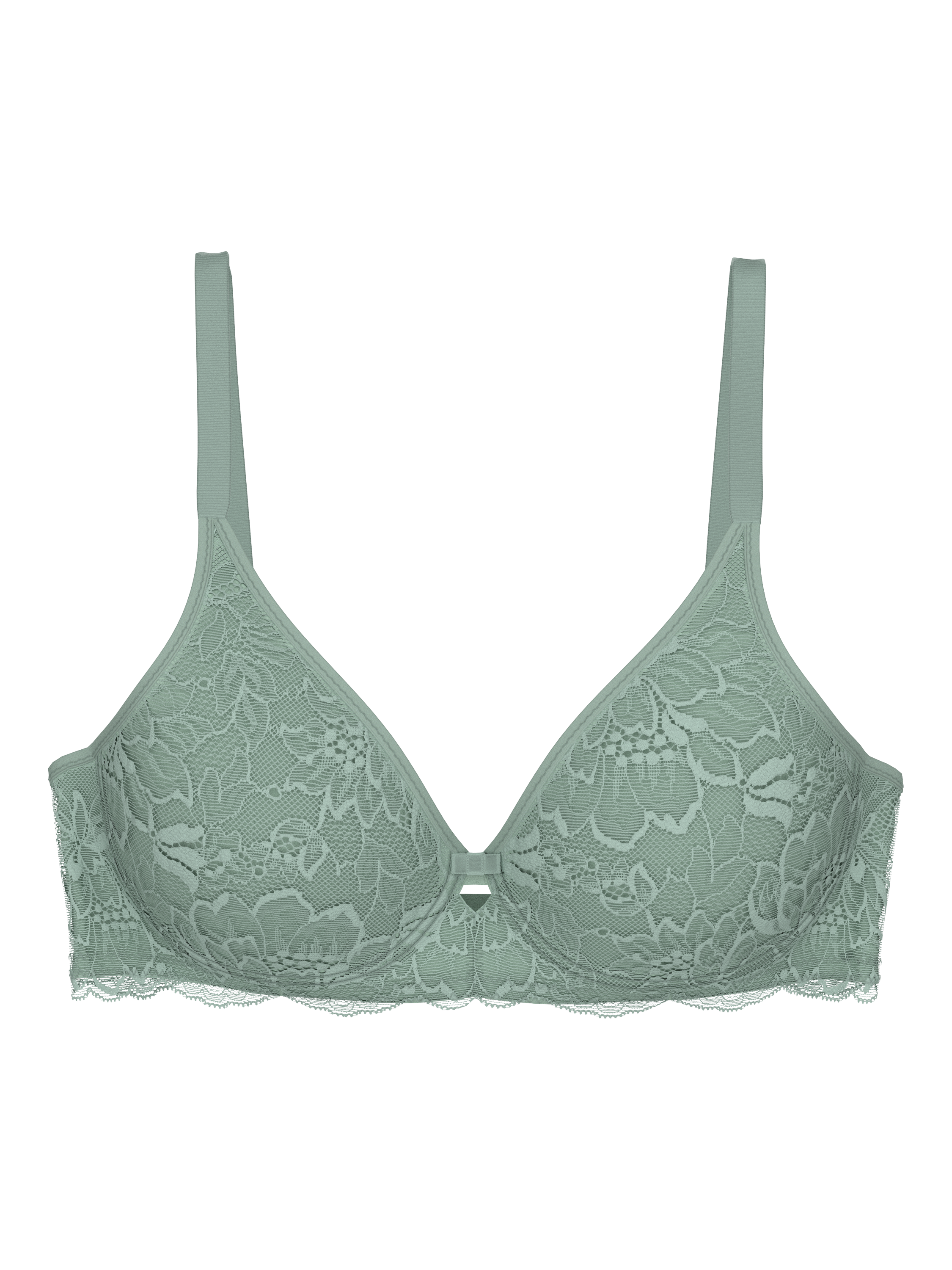 Product image 5 of 5, which shows Triumph Amourette Charm Underwired Plunge Bra, Light Green, 32B