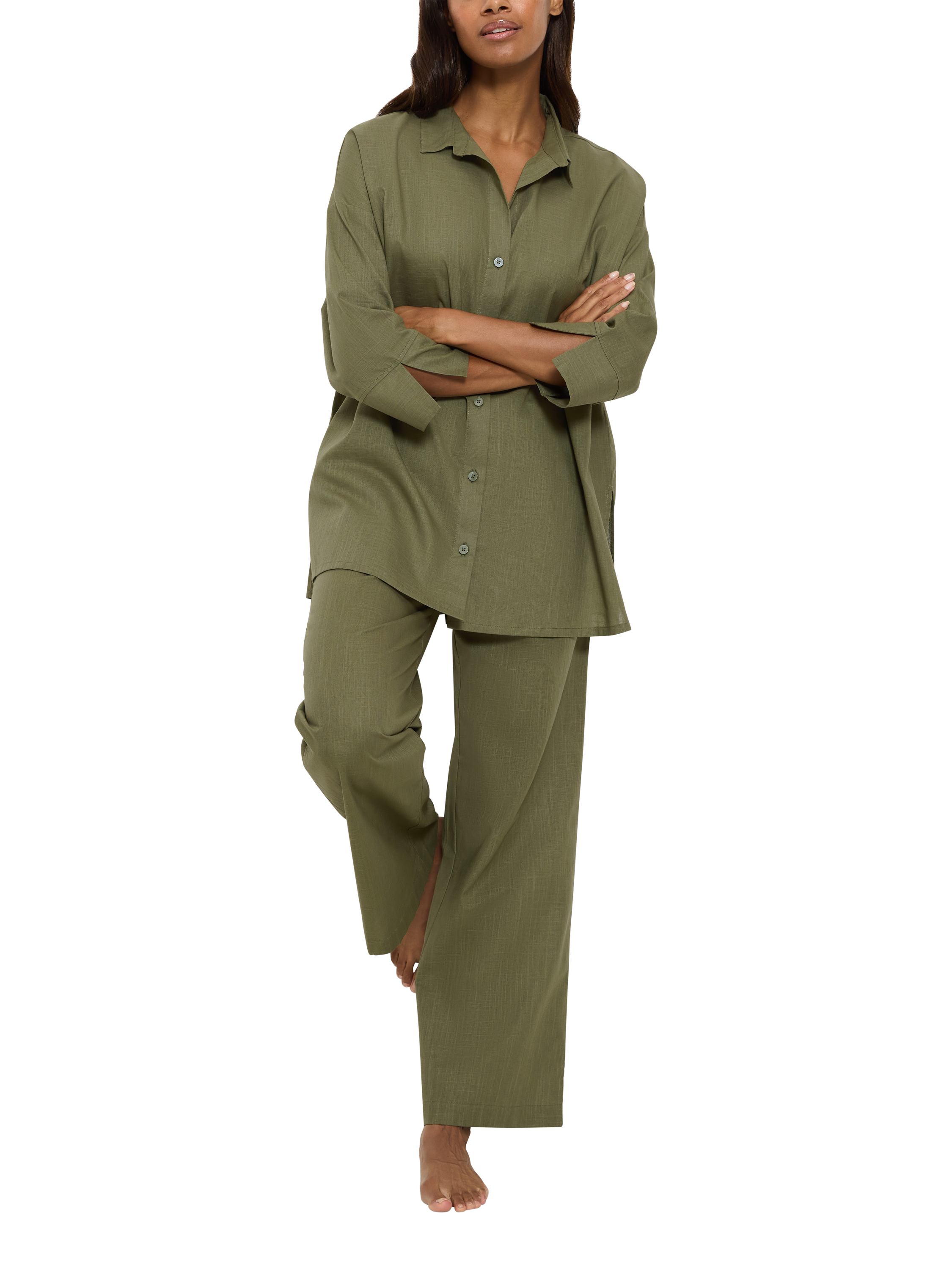 Product image 4 of 5, which shows Triumph Summer Wear Boyfriend Shirt, Sage Green, 8