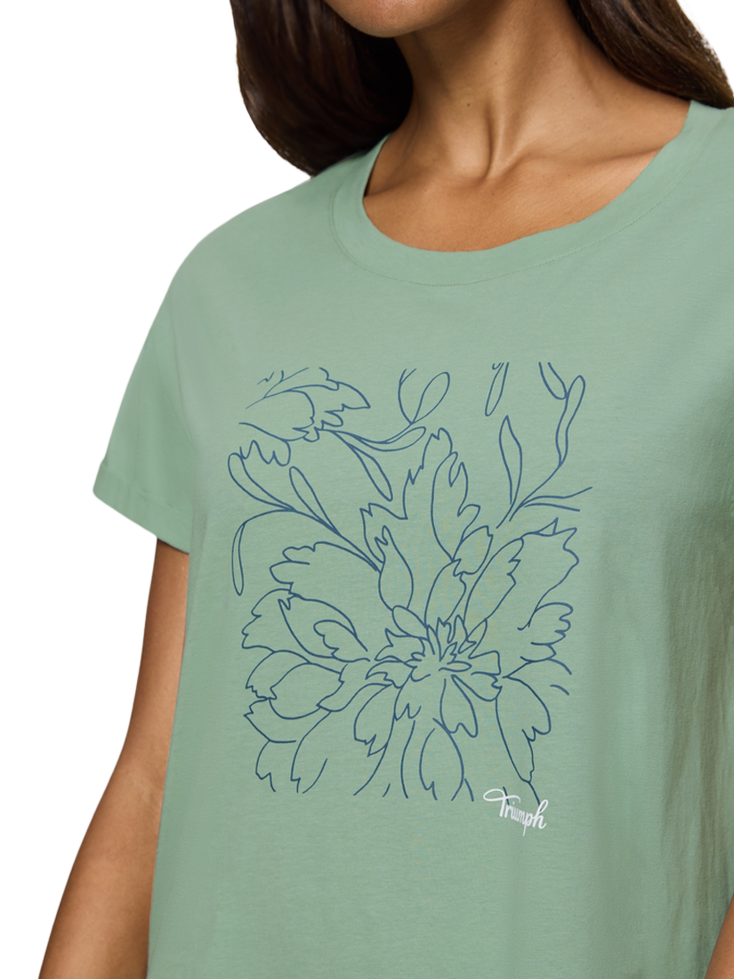 Product image 3 of 5, which shows Triumph Lounge-Me Cotton Loose Fit T-Shirt Nightdres, Luscious Jade, 8