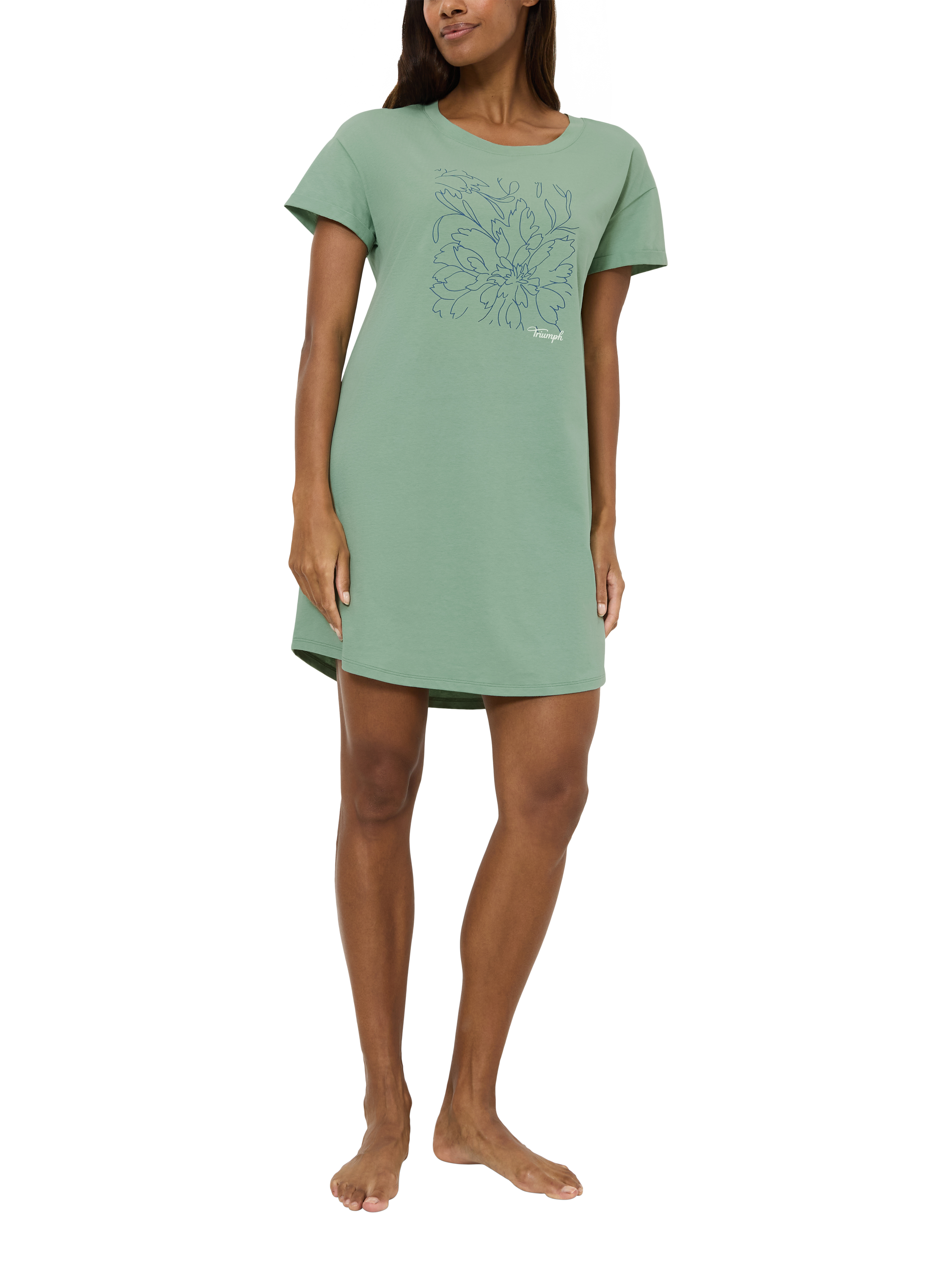 Product image 4 of 5, which shows Triumph Lounge-Me Cotton Loose Fit T-Shirt Nightdres, Luscious Jade, 8